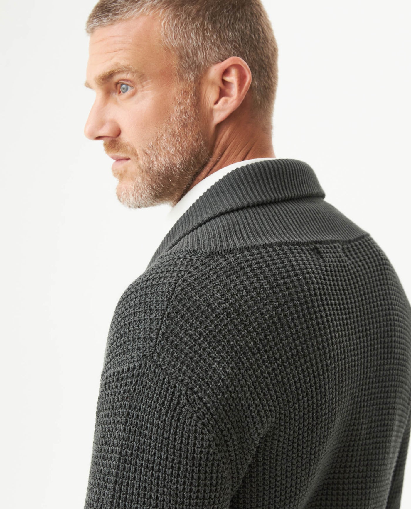 Men's Shawl Collar English Stitch Cardigan, Sailor - 6