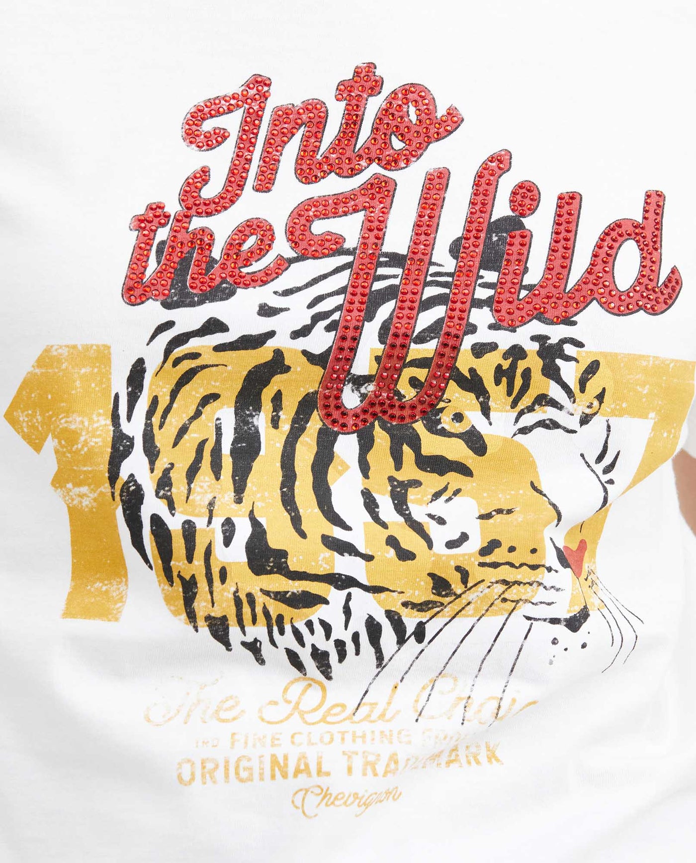 Women's Graphic Print T-Shirt Semi-Fitted in Cotton with Stone Embellishments - 2