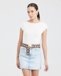 Women's Fitted High Mock Neck Fashion Top with Mesh Detail in Polyester-Elastane
