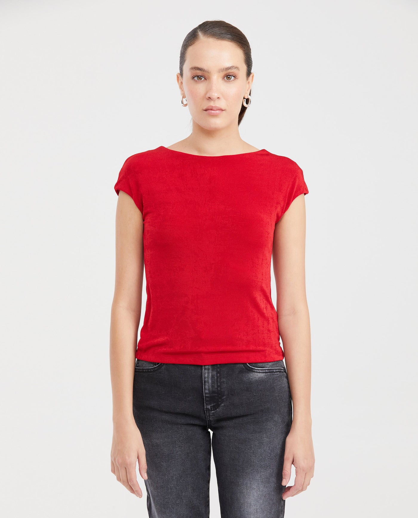 Women's Fitted High Mock Neck Fashion Top with Mesh Detail in Polyester-Elastane - 1