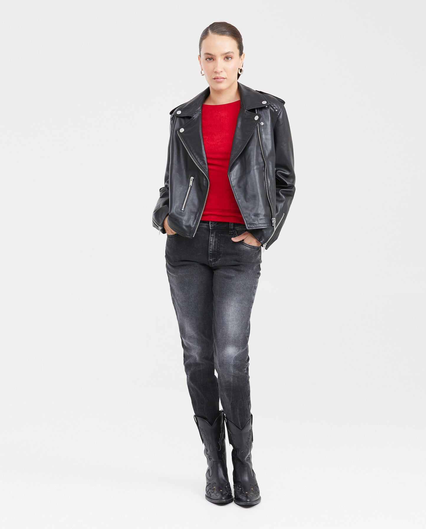 Women's Fitted Keyhole Neckline T-shirt - Red - 5