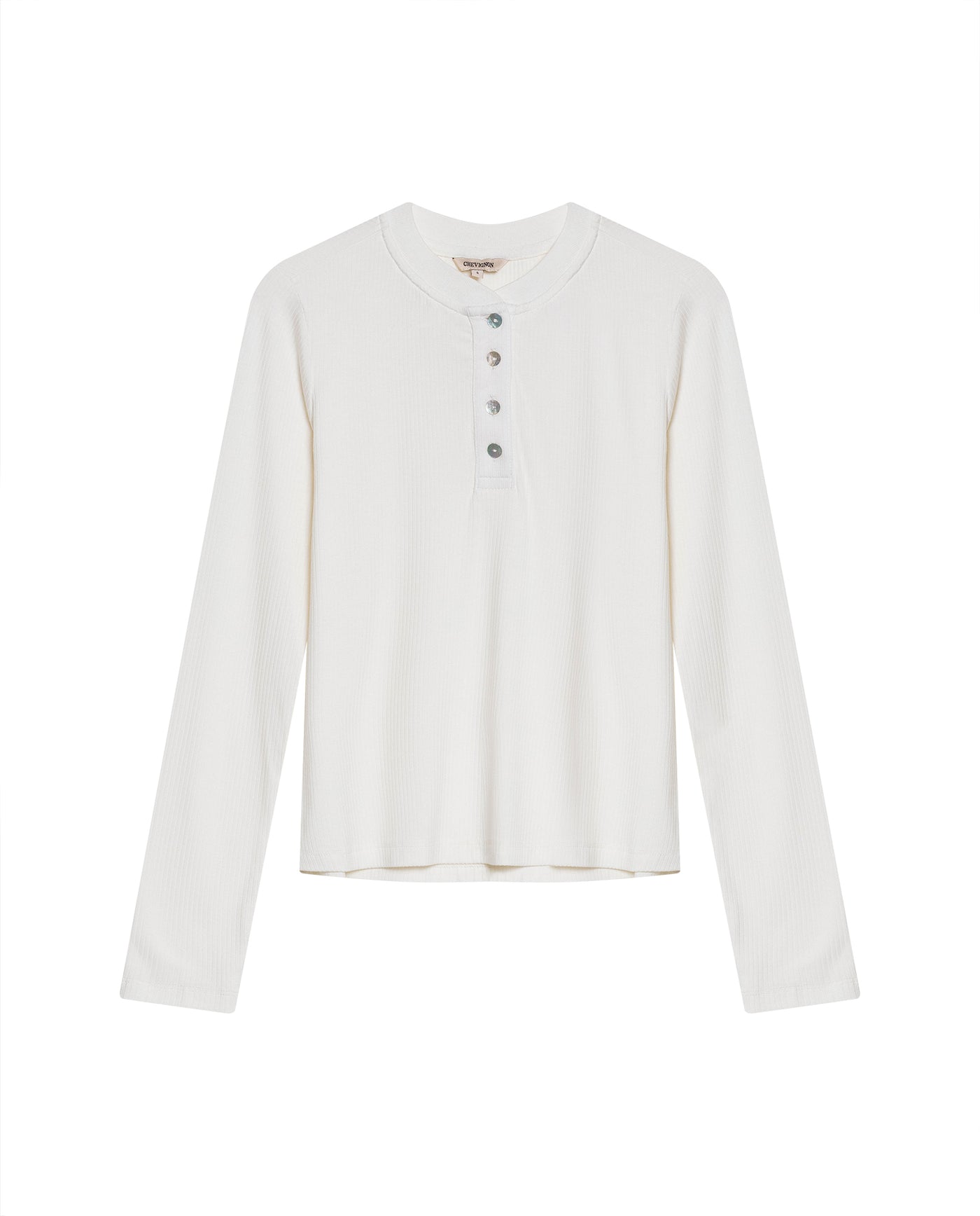 Womens T-Shirt Fashion Fitted Mandarin Collar Half Placket Viscose–Elastane Ribbed Texture - Raw 63_701H003_CRU110606_3