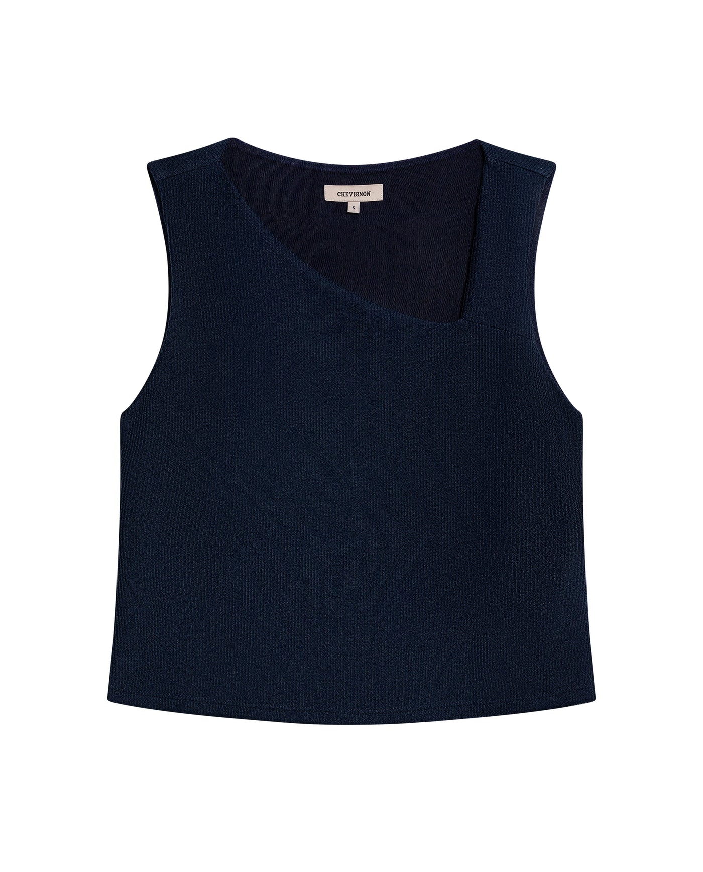 Womens T-Shirt Fitted Asymmetric Neckline Cotton Blend Lined - Blue 63_701H005_AZU193924_3