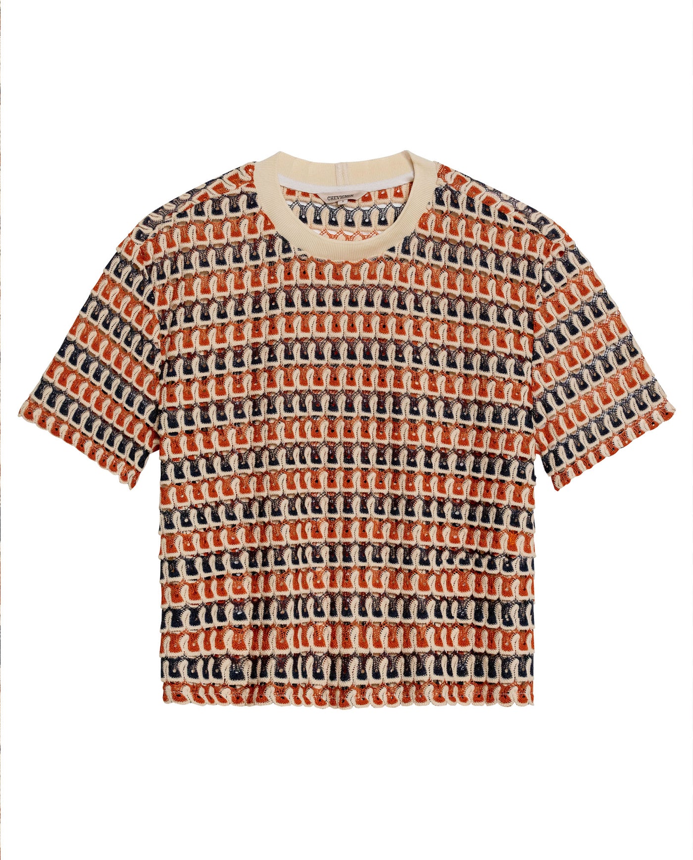 Womens T-Shirt Oversized Crewneck Polyester Multicolor Knit Effect - Blue 63_701H017_AZU193923_3