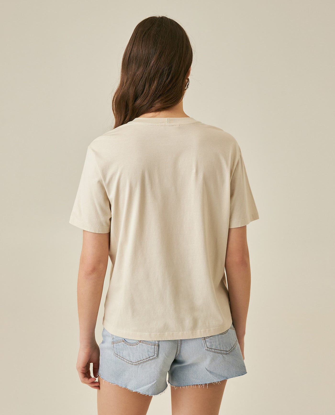 Womens T-Shirt Graphic Oversized Cotton Summer Caviar Print Tactile - Beige 63_701H022_BEI140002_6