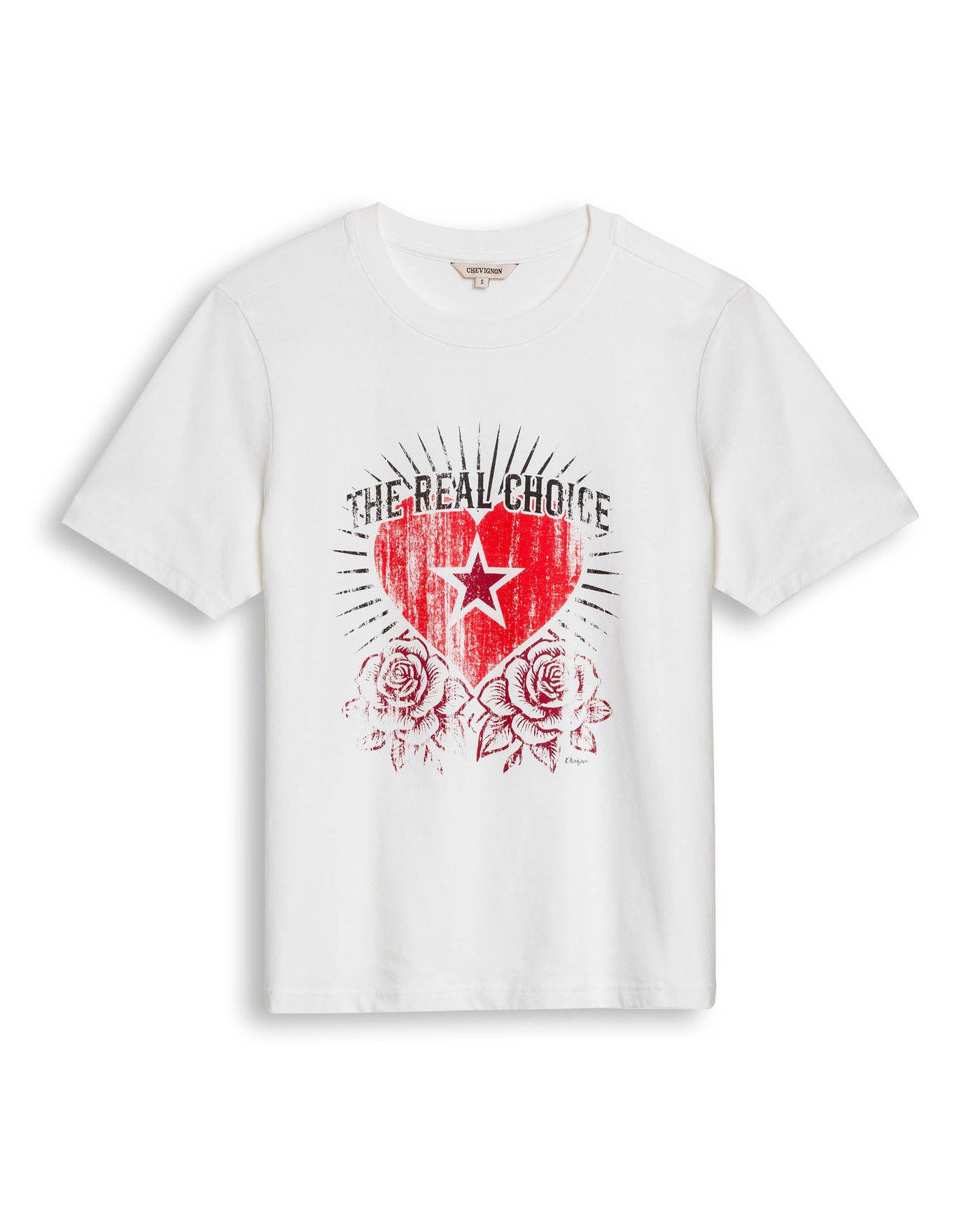 Womens T-Shirt Graphic Slim Fit Cotton The Real Choice Heart Print - White 63_701H029_BLA110601_3