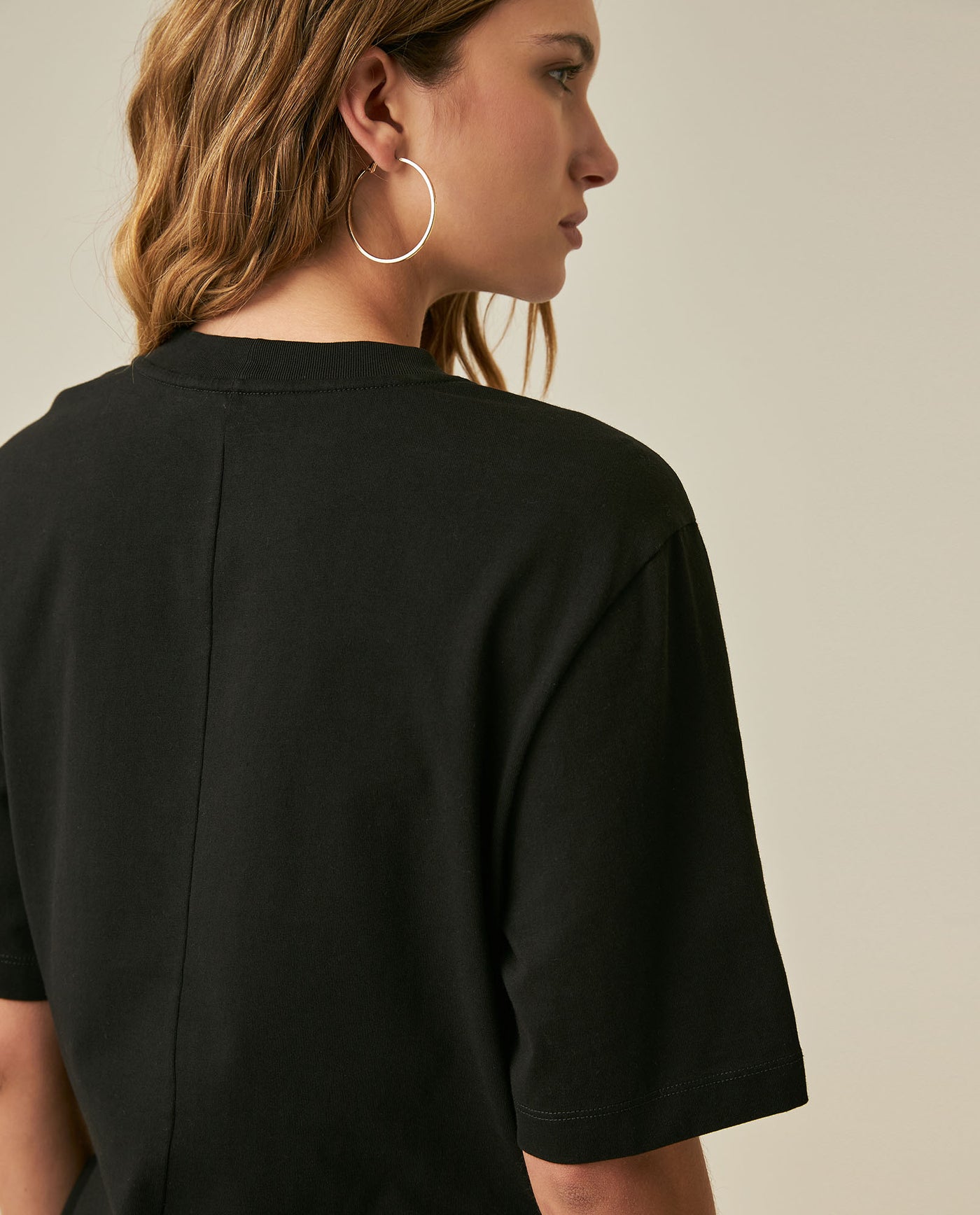 Womens T-Shirt Semi-Fitted Cotton Front Pleats Removable Metal Pin - Mothers - Black 63_701H034_NEG194004_7