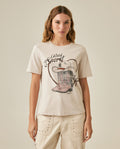 Women's T-Shirt Rodeo Graphic Slim Fit Cotton Heavier Texan Boots Rhinestones - Beige