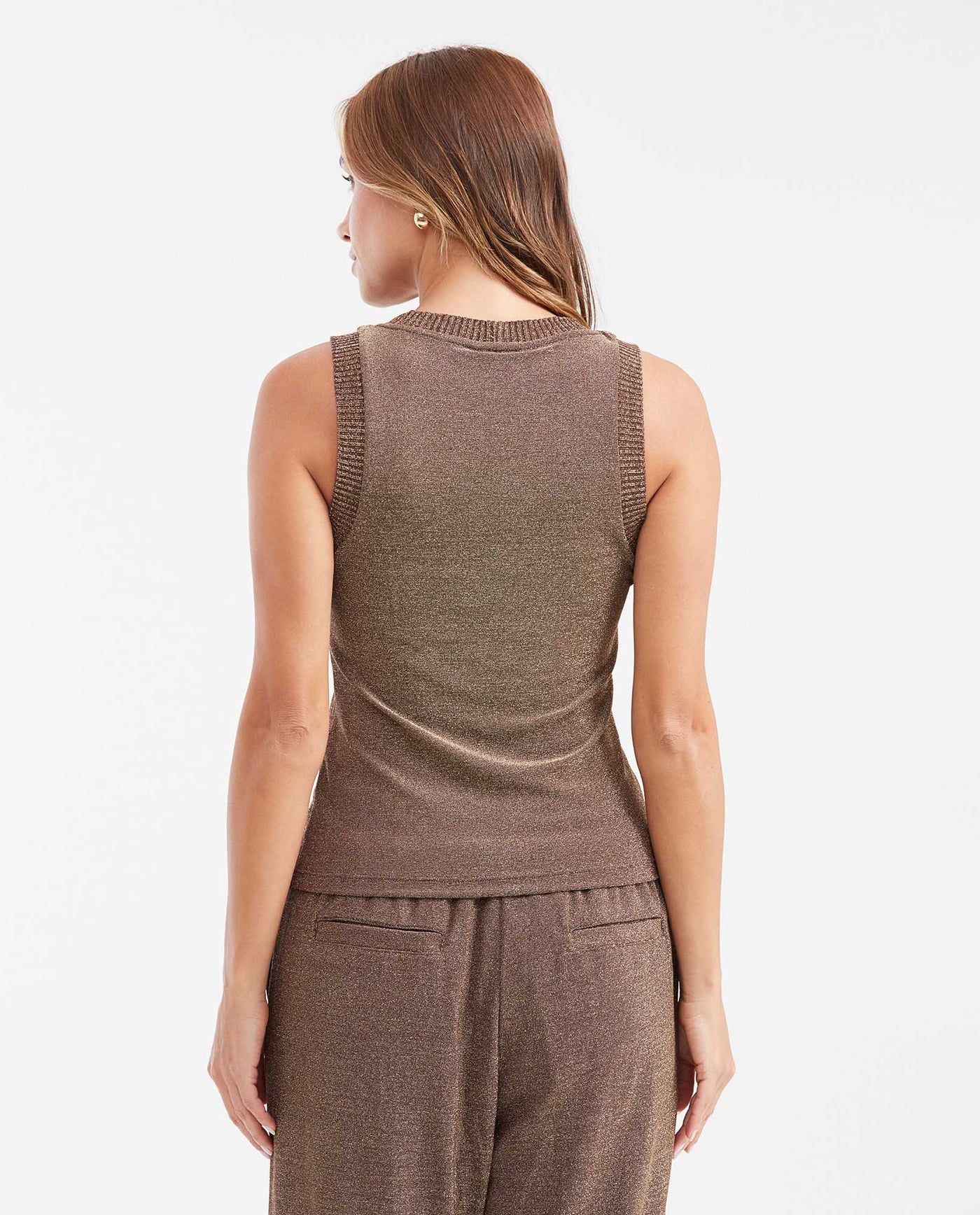 Women's Fitted Tank Top with Deep Round Neckline in Nylon-Modal-Elastane Rib - 4