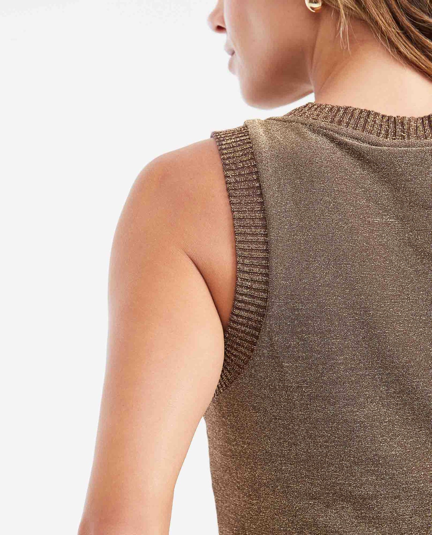 Women's Women's T-shirt: Sleeveless in Nylon - Modal - Spandex - Brown - 5