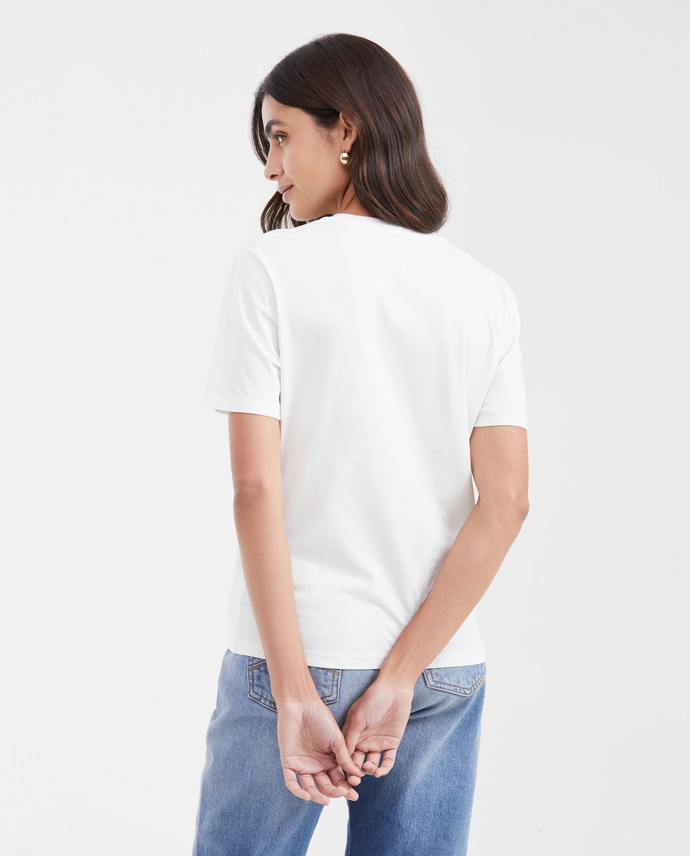 Women's Semi-Fitted Typography T-Shirt with Transparent Caviar Detail in Cotton - 4