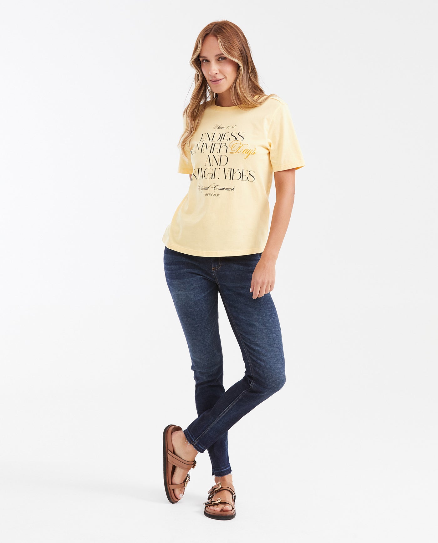 Women's Semi-Fitted Typography T-Shirt with Embroidery and Water Wash in Cotton - 2