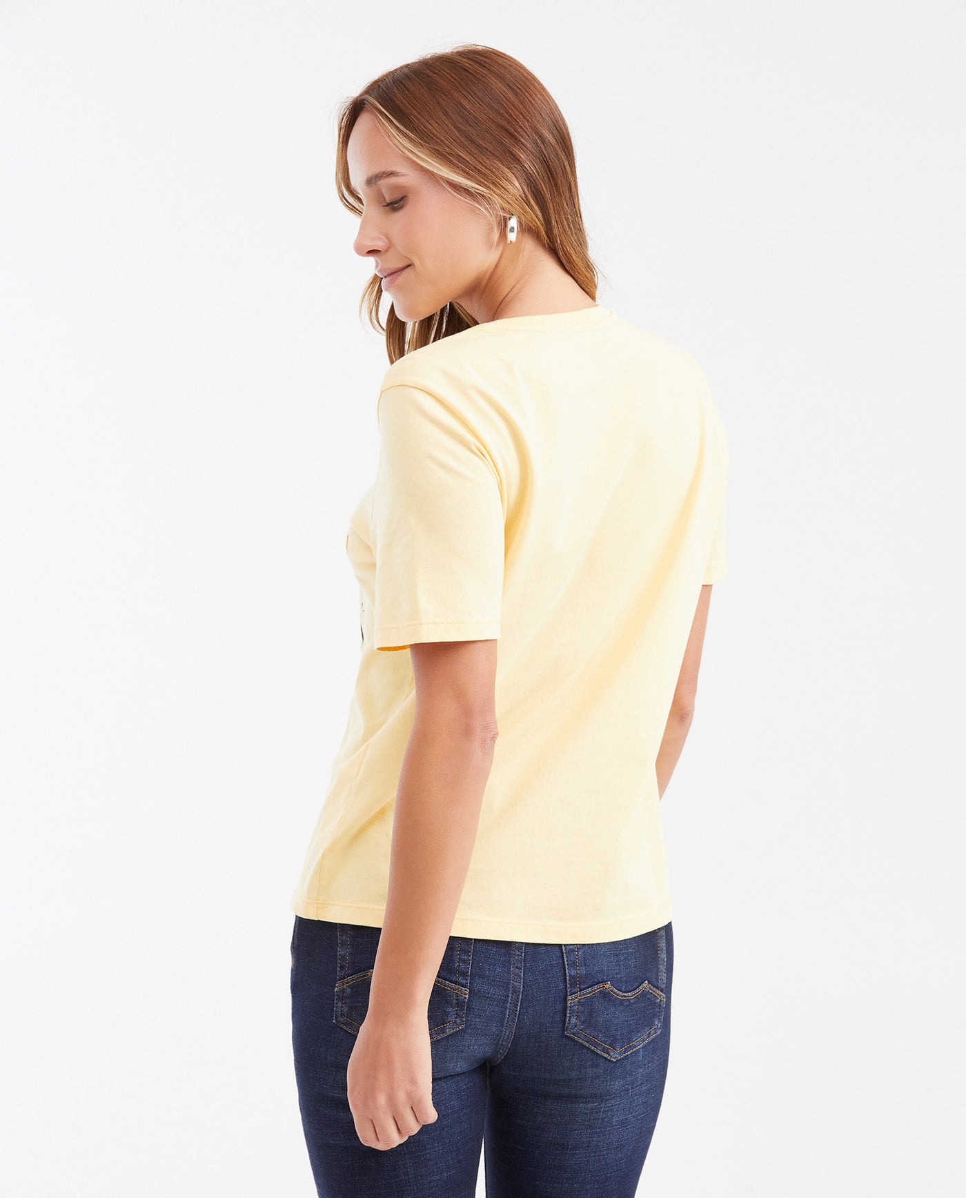 Women's Semi-Fitted Typography T-Shirt with Embroidery and Water Wash in Cotton - 4