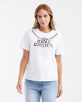 Women's Semi-Fitted Graphic T-Shirt with Heat-Applied Stones in Cotton