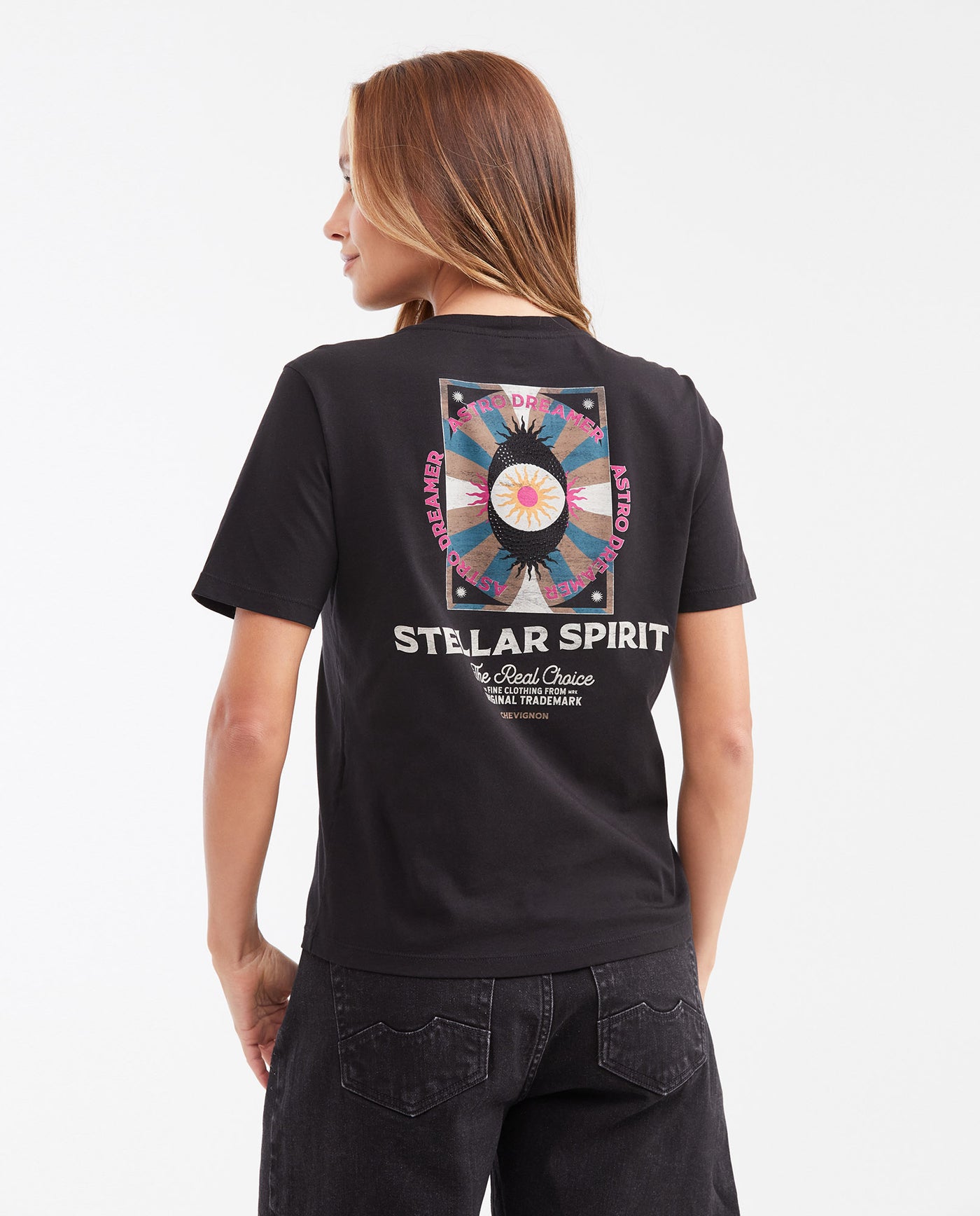 Women's Straight Fit Astral Capsule T-Shirt with Front and Back Graphics in Cotton - 4
