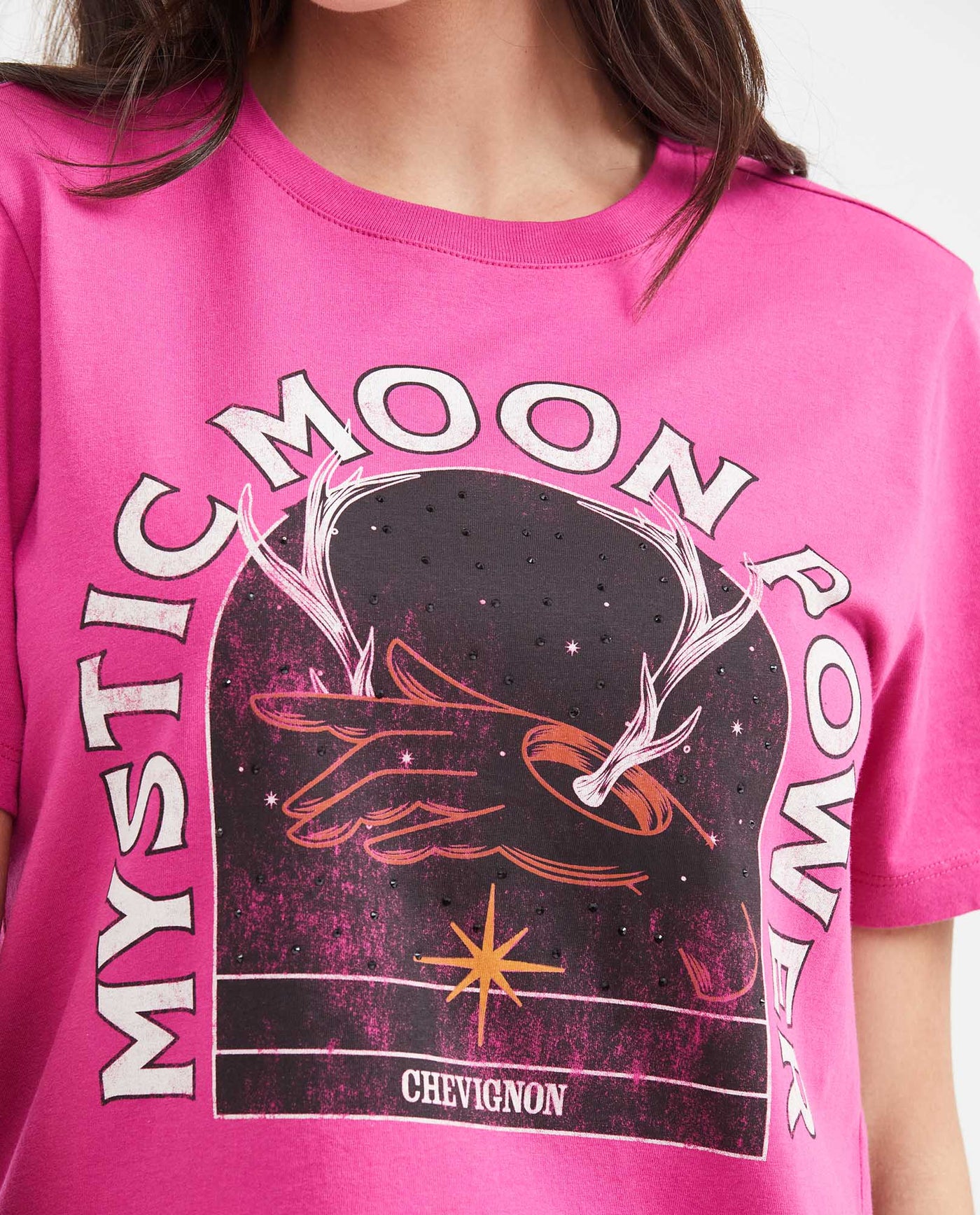 Women's Straight Fit Astral Capsule T-Shirt with Stone Application in Cotton - 3