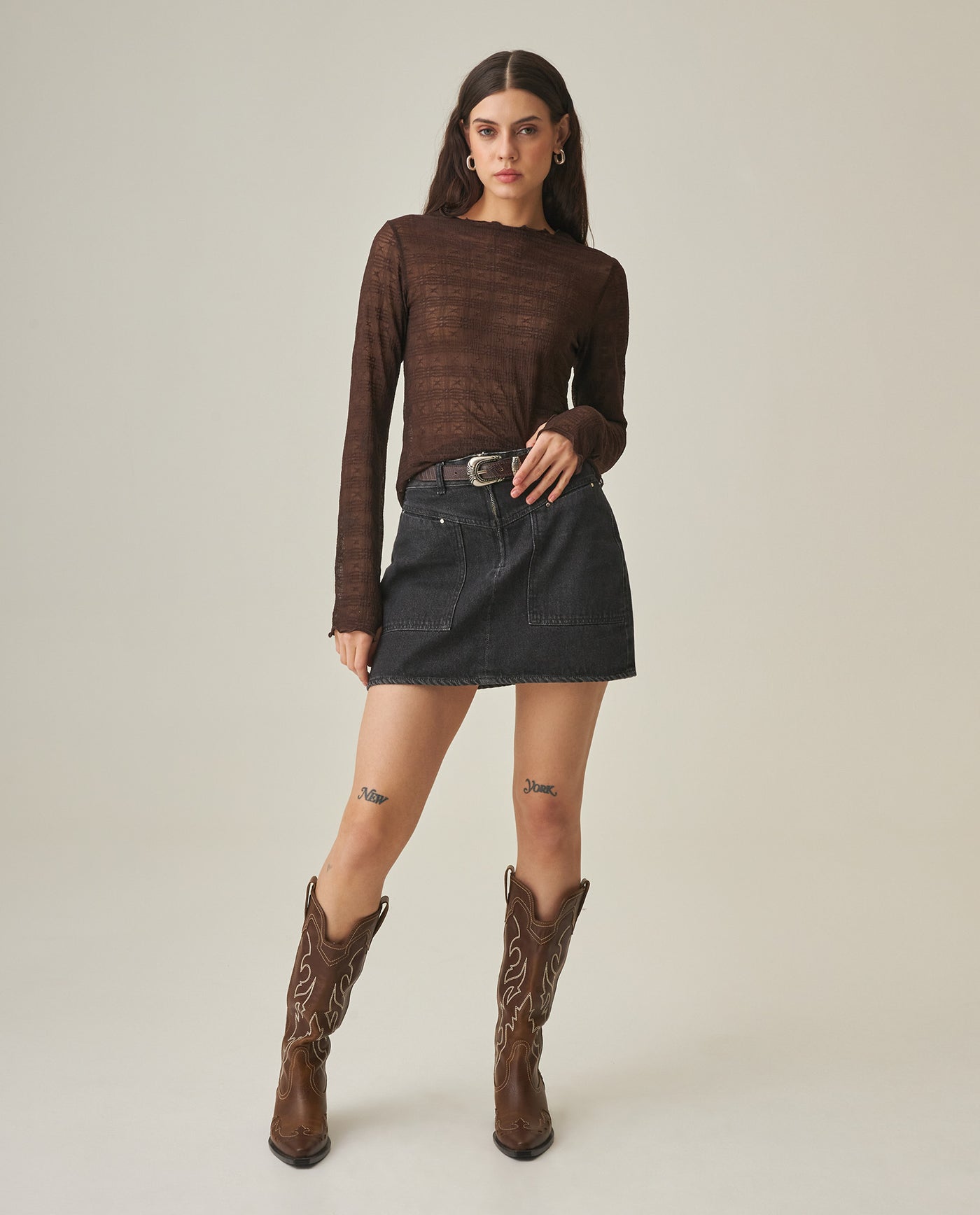 Women´s Mesh Long-Sleeve Top - Brown 63_702H033_CAF191016_3