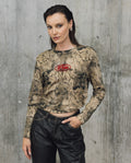 Womens Oversized Python Print Top - Special Collection - Beige