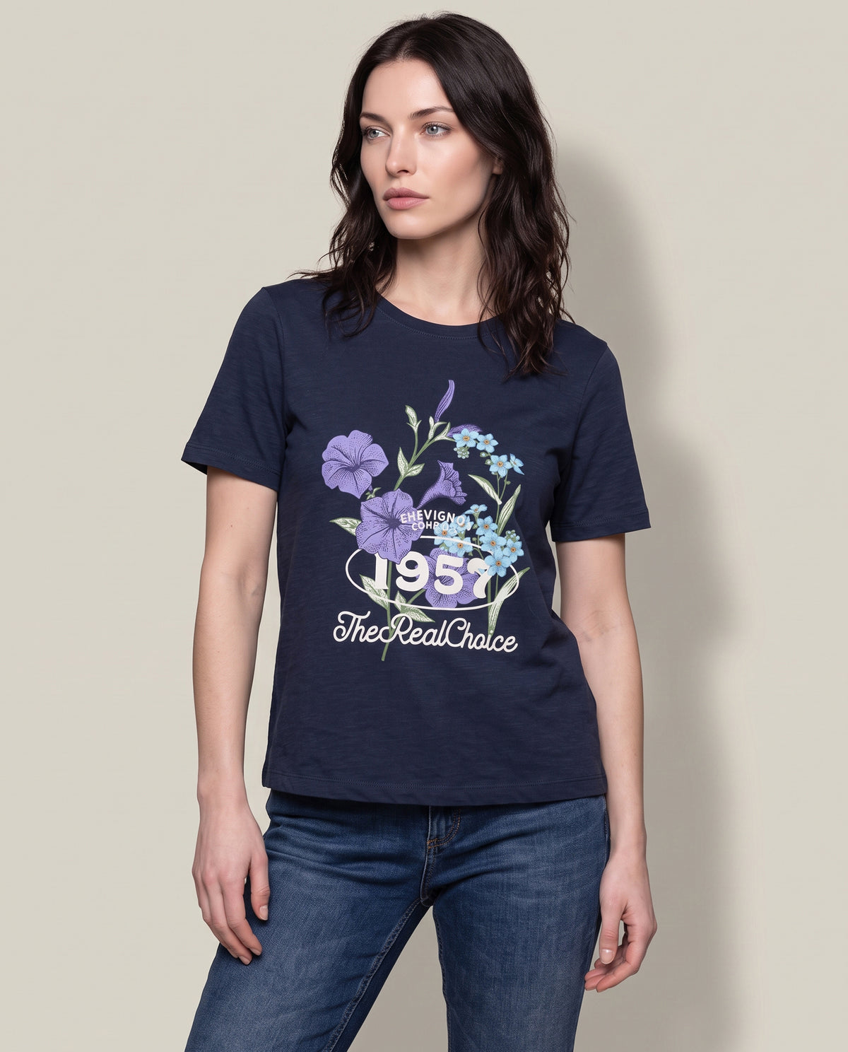 Women´s Floral Graphic Tee - Blue 63_704F010_AZU193924_0
