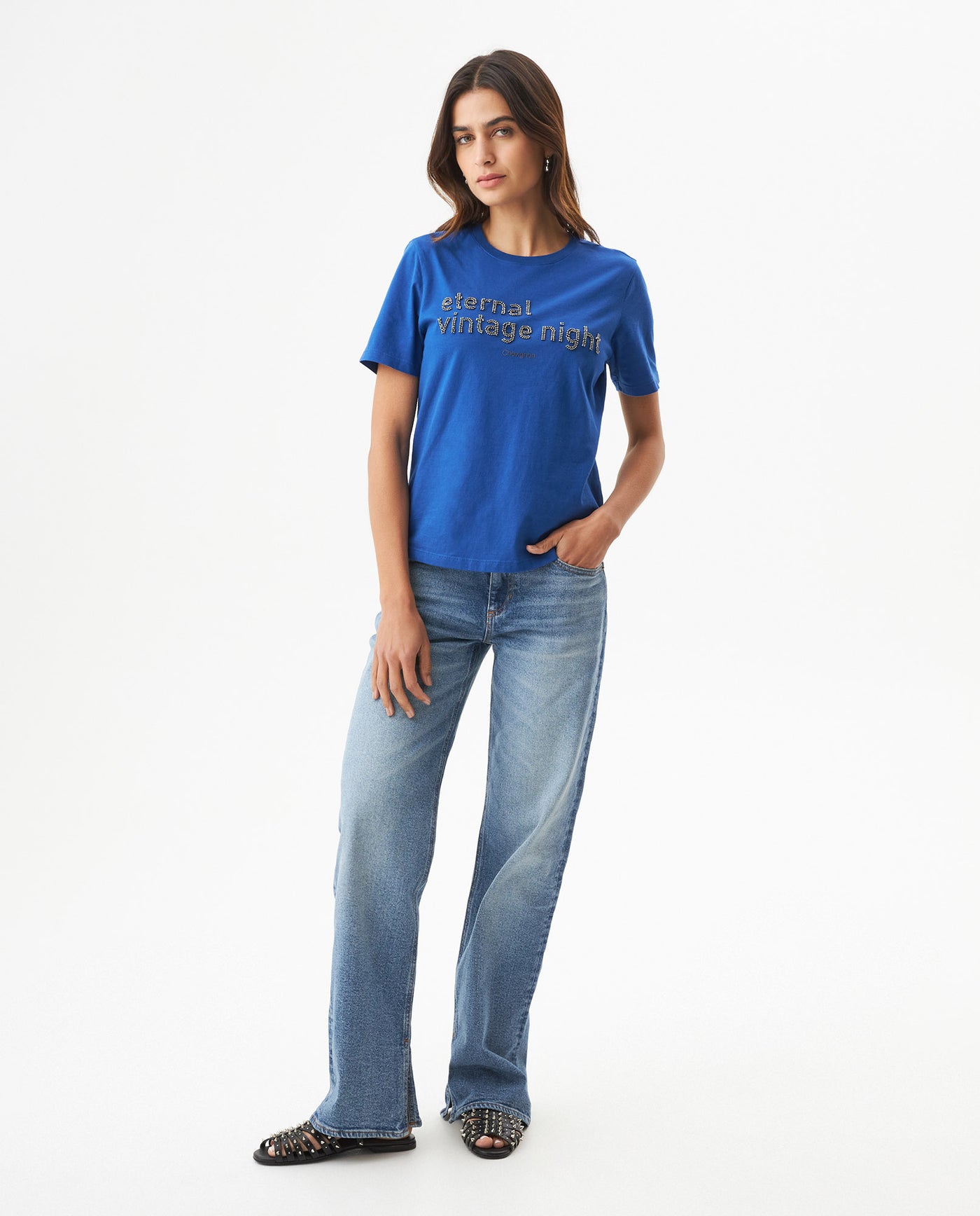 Women's Slim Fit Short Sleeve T-shirt in Cotton Bayside 63_709G005_AZU193964_4