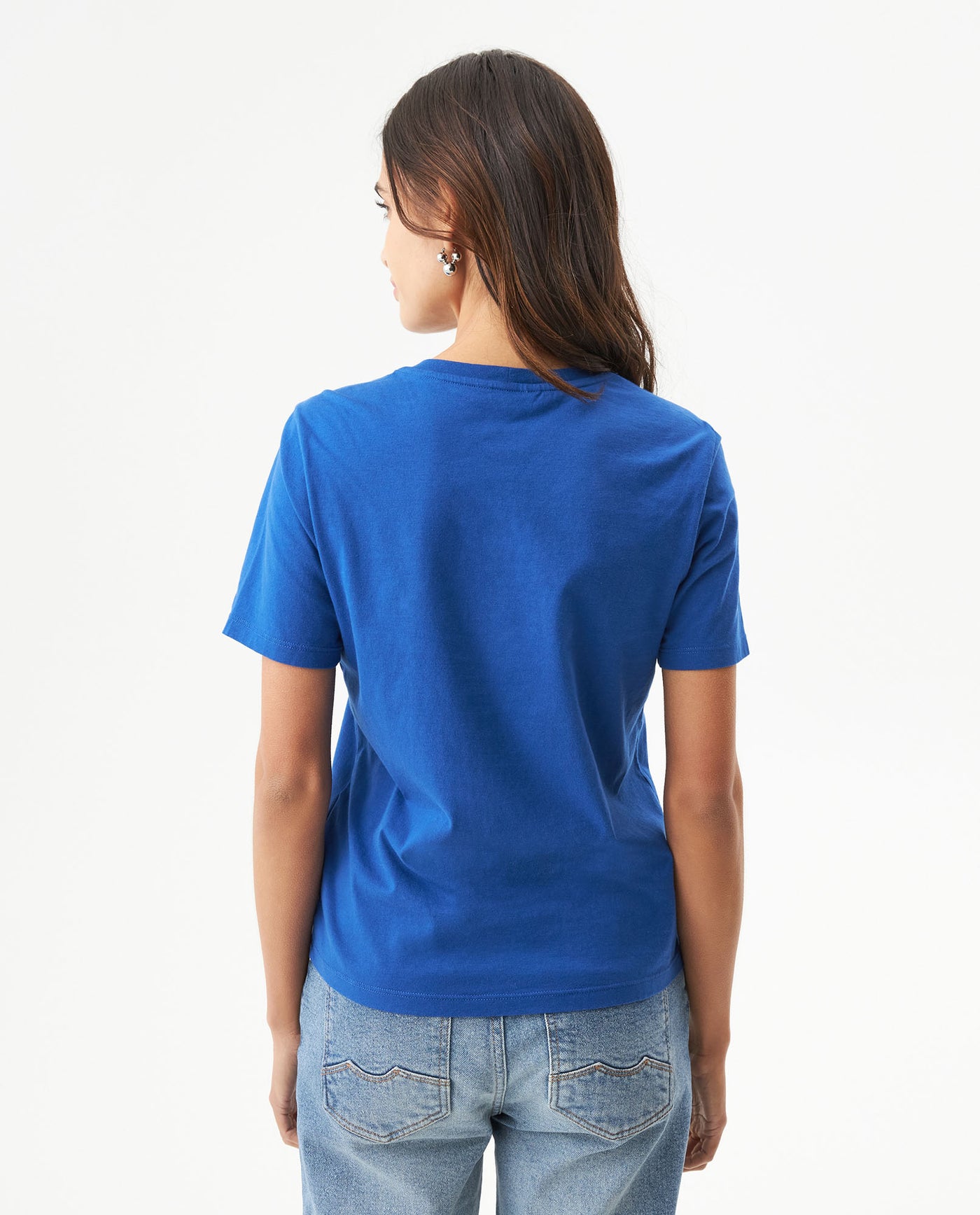 Women's Slim Fit Short Sleeve T-shirt in Cotton Bayside 63_709G005_AZU193964_6