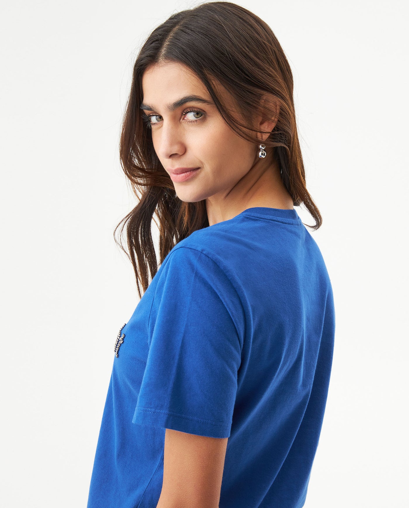 Women's Slim Fit Short Sleeve T-shirt in Cotton Bayside 63_709G005_AZU193964_7