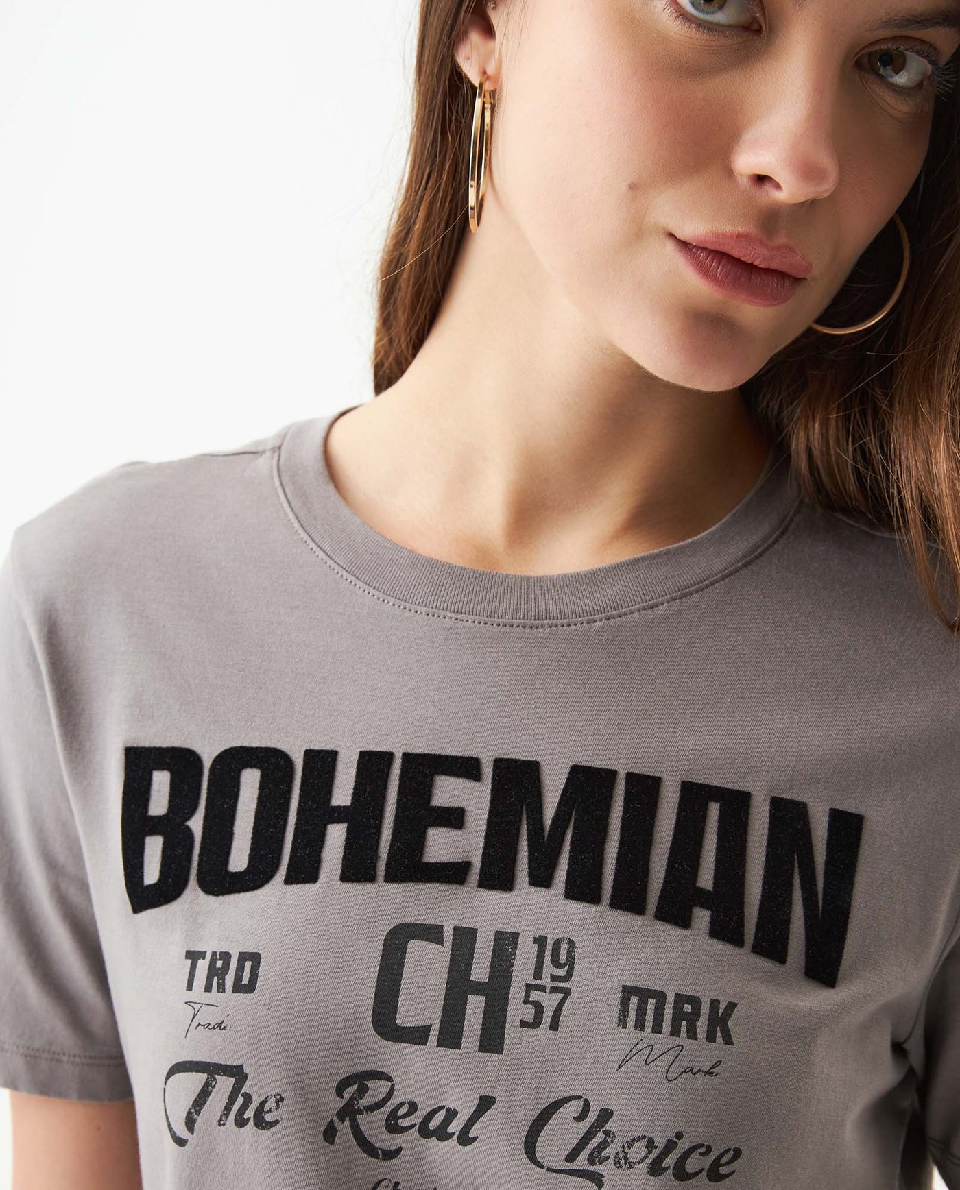 Women's Radiant Flock Detail Slim Fit T-shirt in Cotton 709G018 - 4