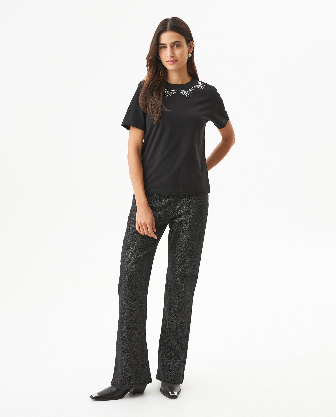 Women's Stone Accent Slim Fit T-shirt in Cotton Glow 63_709G022_NEG194007_4