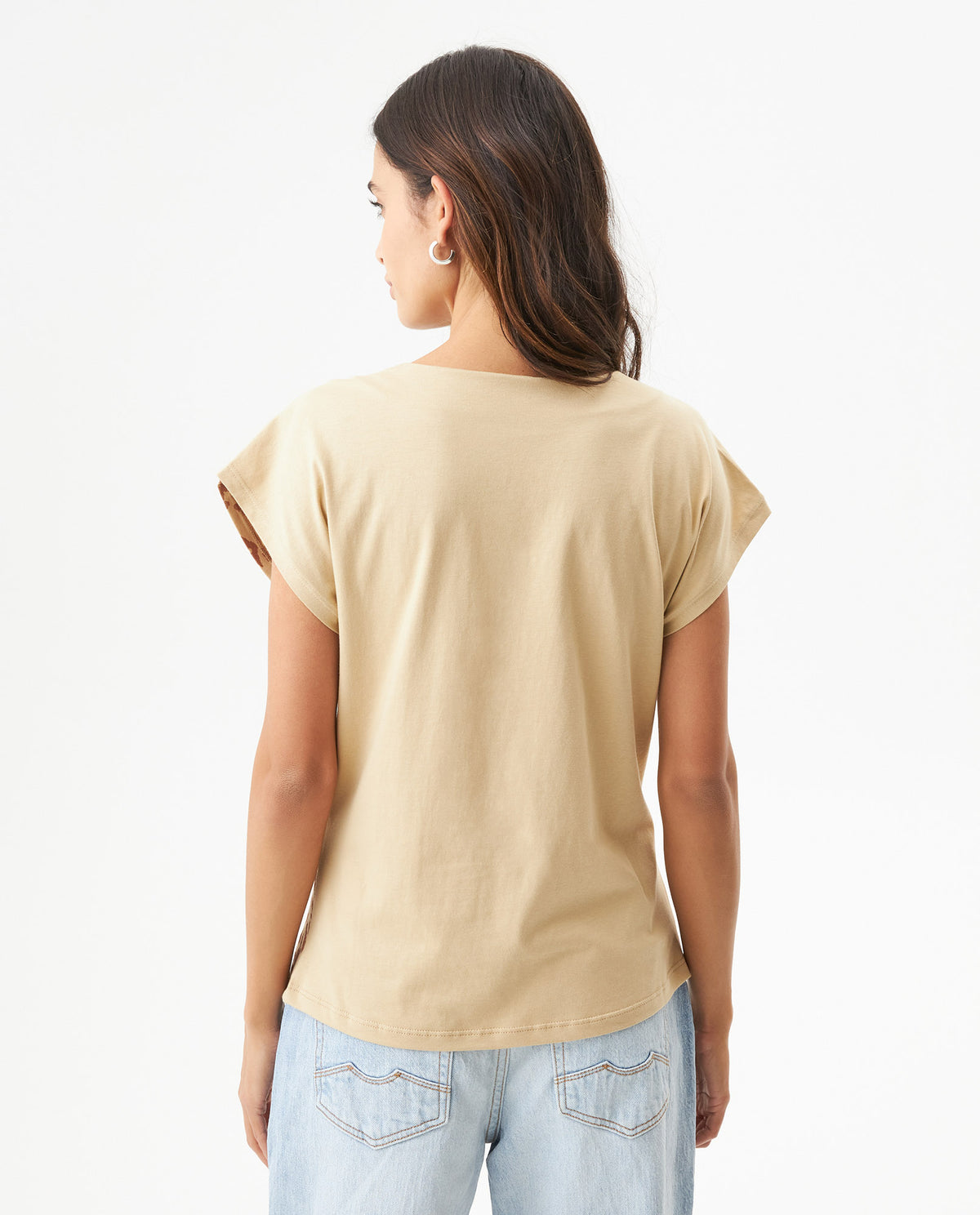 Women's Foil Finish Sleeveless T-shirt Slim Fit in Cotton Seaport 63_709G025_BEI151217_6