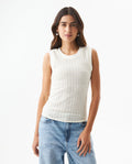 Women's Knit-Effect Sleeveless T-shirt in Cotton-Polyester Blend