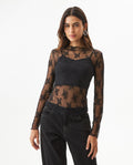 Women's High Neck Long Sleeve T-shirt Slim Fit in Nylon Stretch Blend