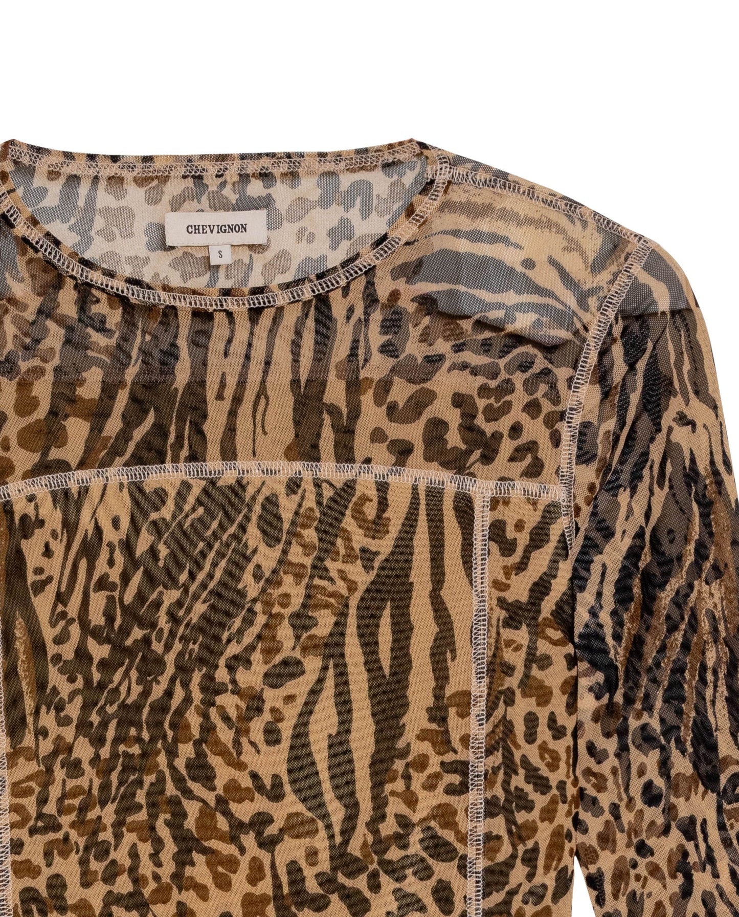 Women's Long Sleeve Sheer Top - Beige - 7