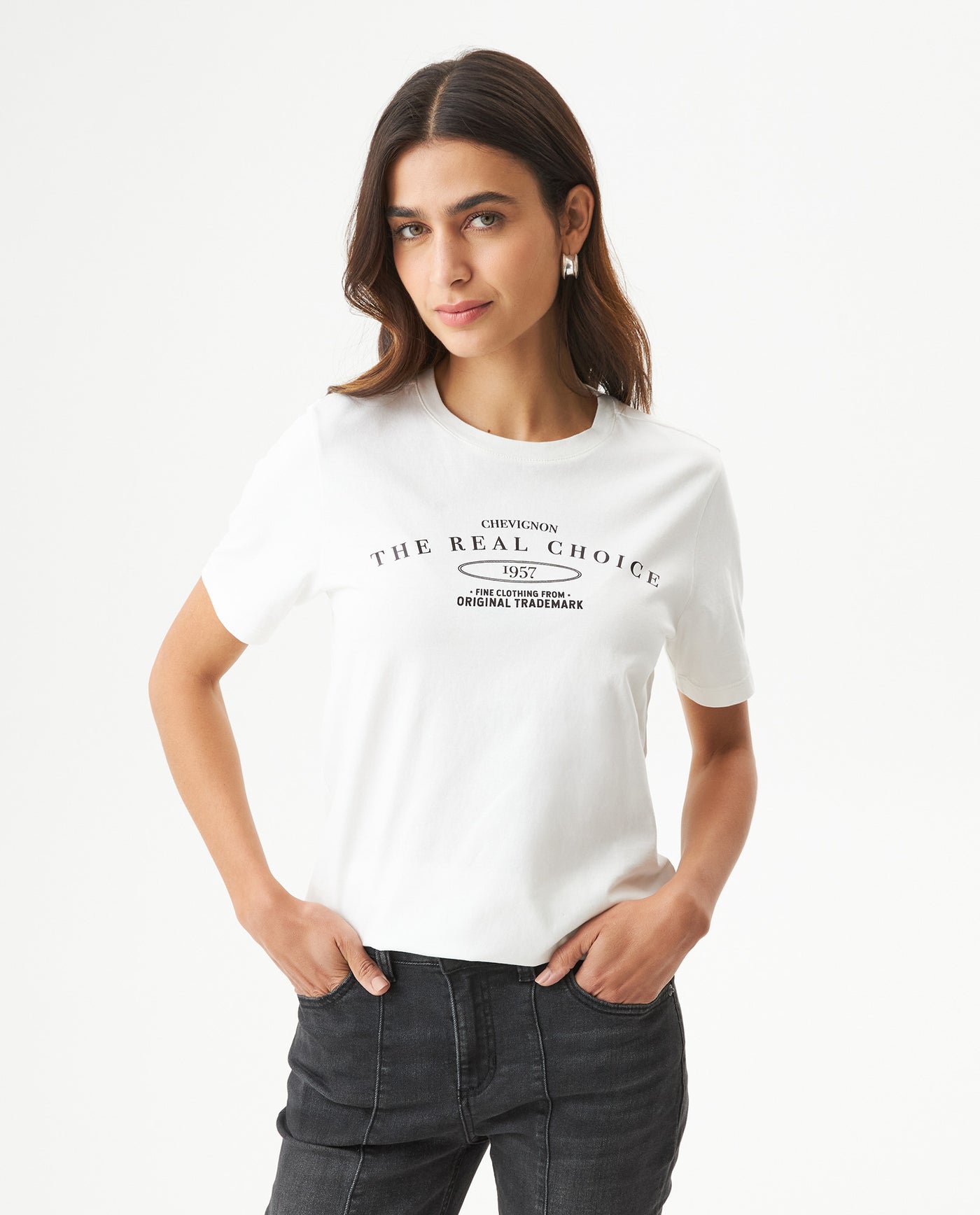 Women's Graphic Print Slim T-shirt in Cotton, Mariner 709G032 - 1