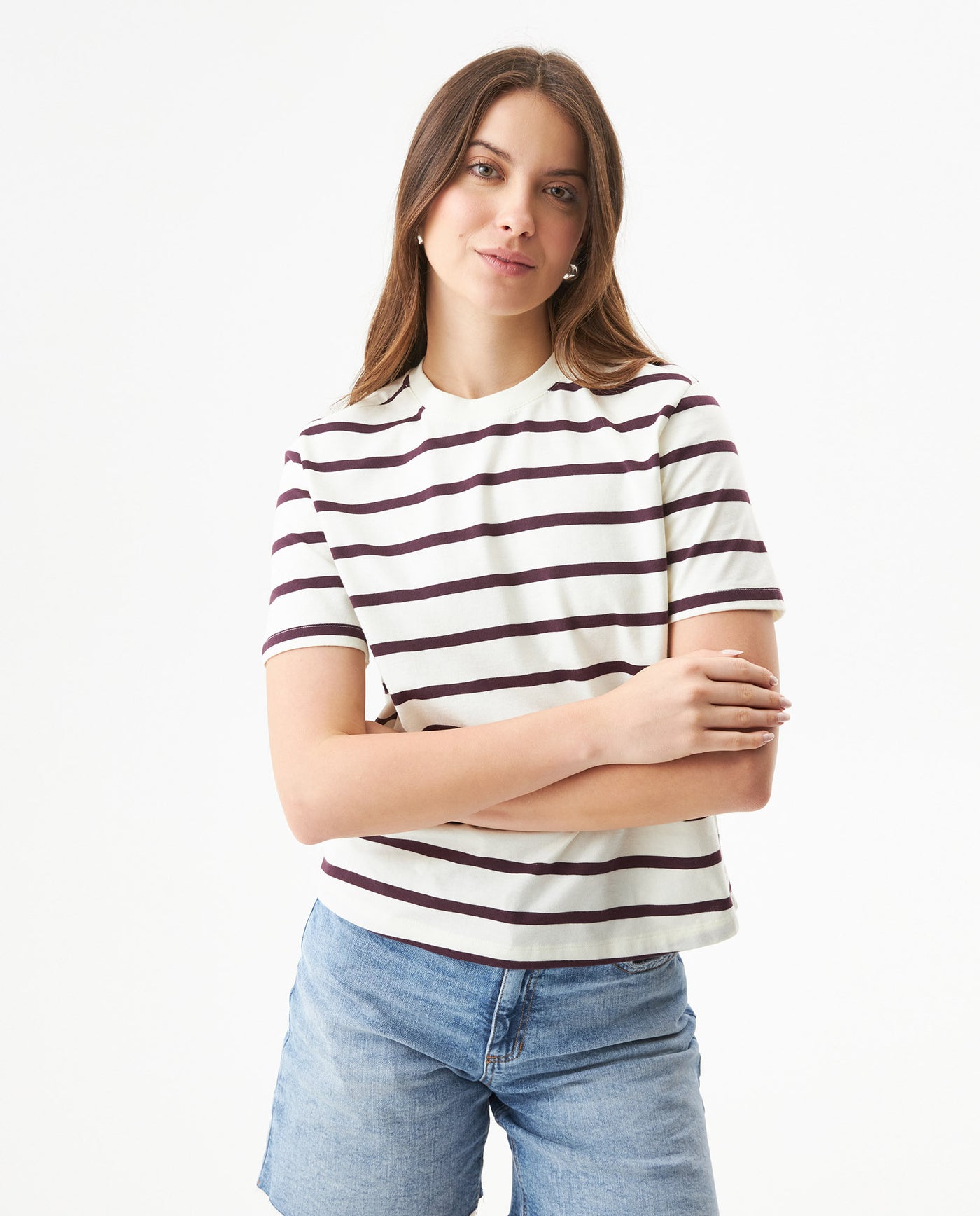 Women's Short Sleeve Striped T-Shirt - Raw 709G033 - 1