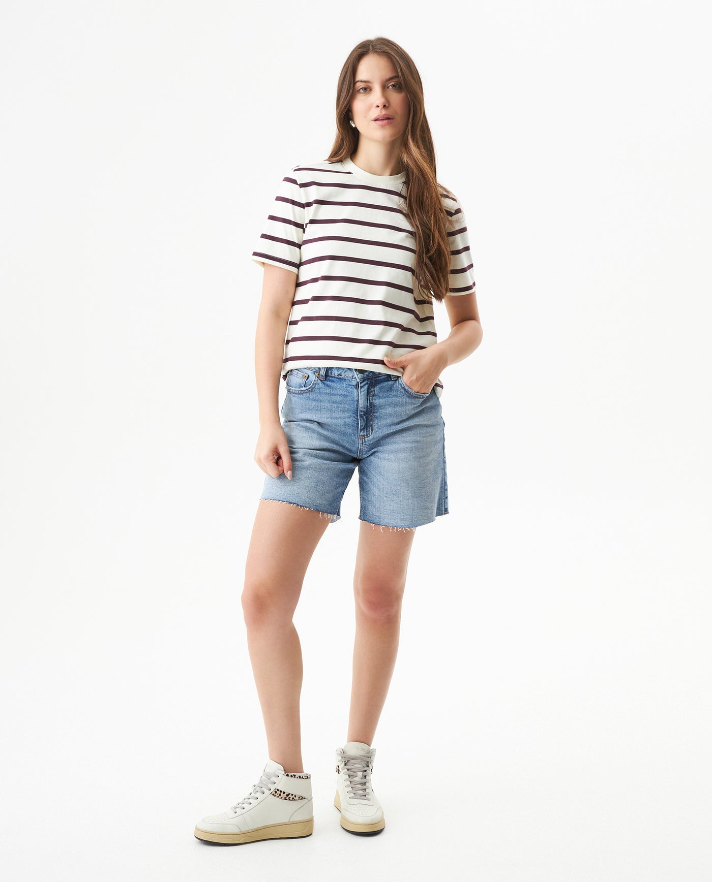 Women's Short Sleeve Striped T-Shirt - Raw 709G033 - 3