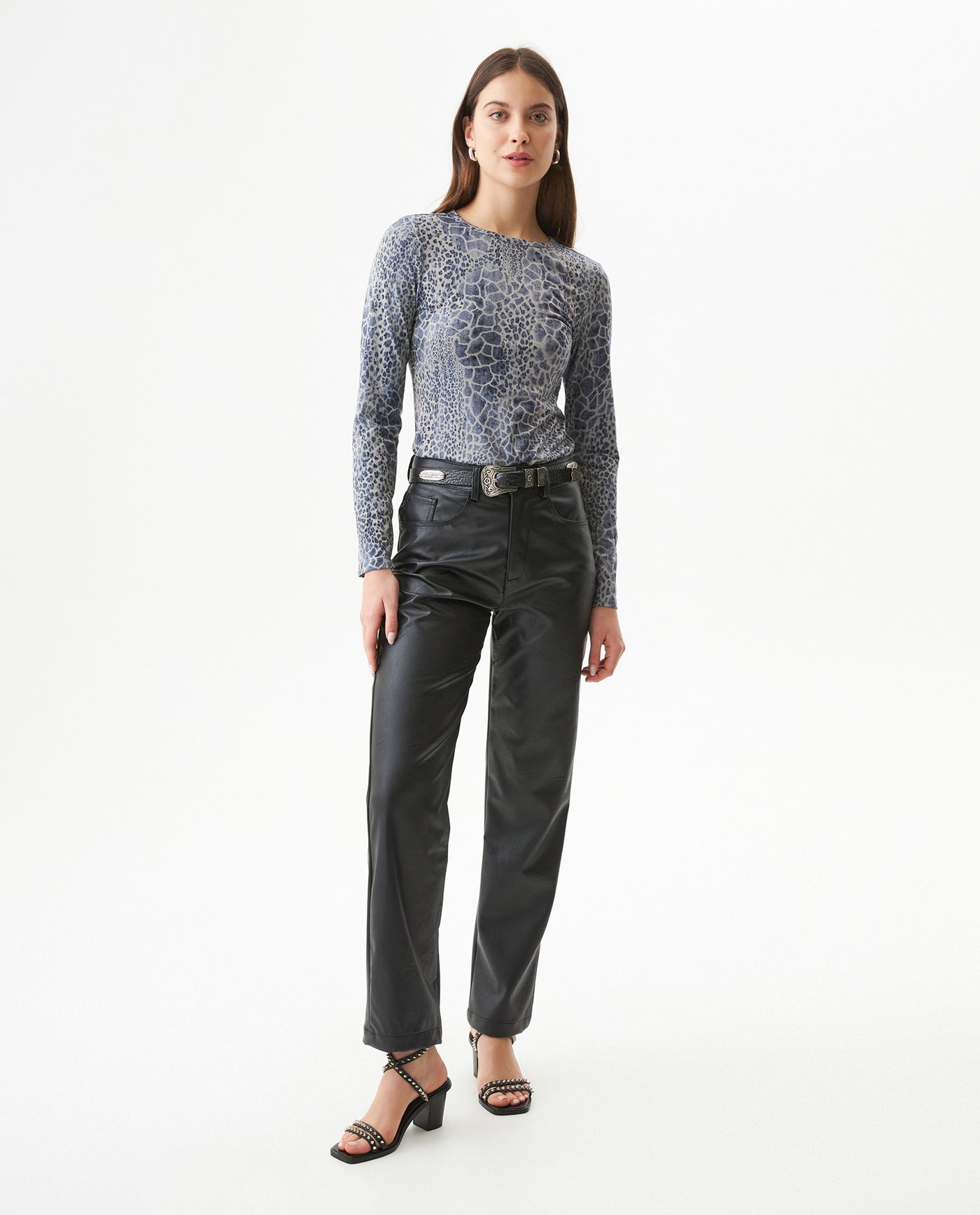 Women's Lurex Thread Long Sleeve Slim Fit T-shirt in Polyester Blend 709G044 - 3