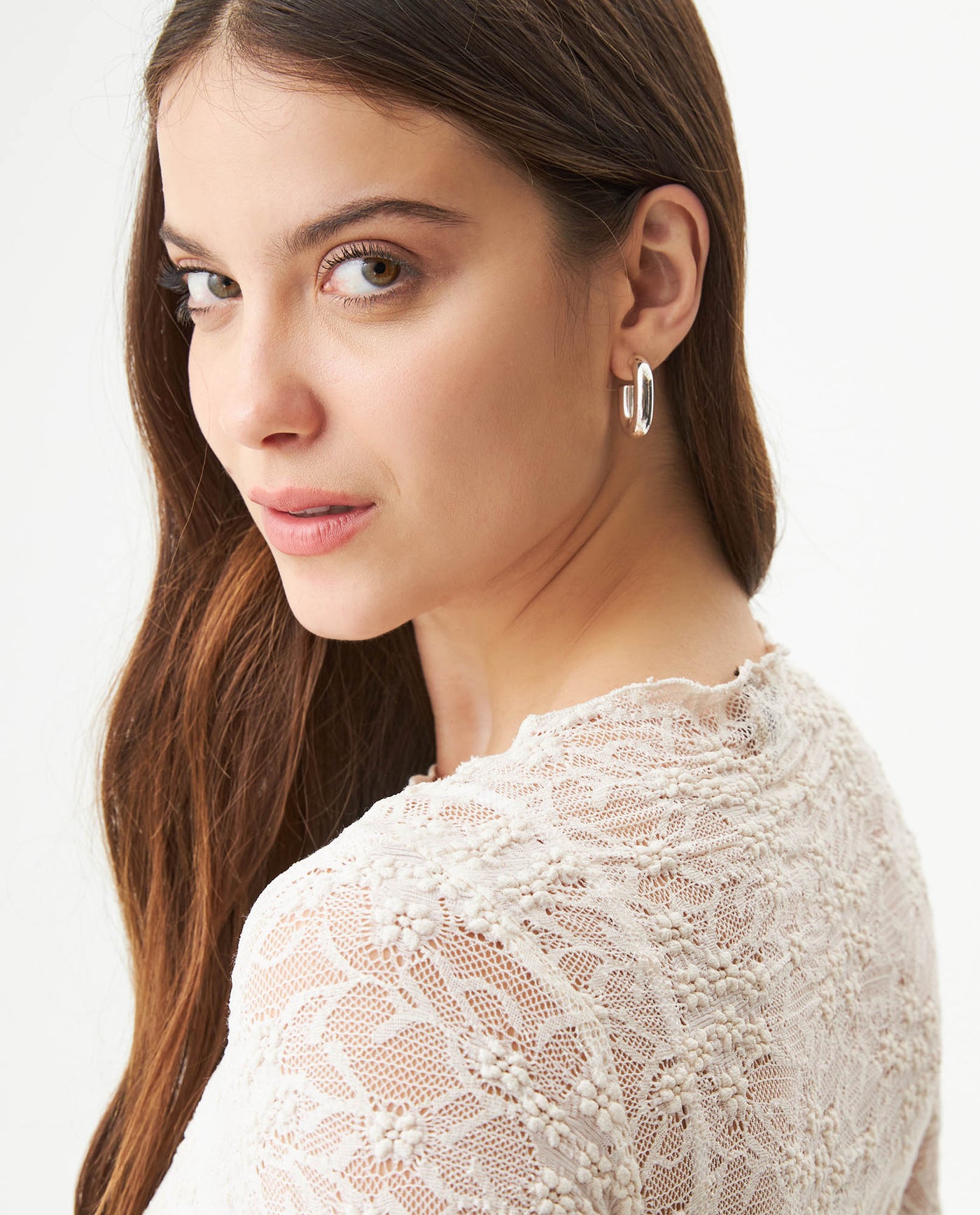 Women's Blouse, Long Sleeve See-Through - Raw 709G047 - 5