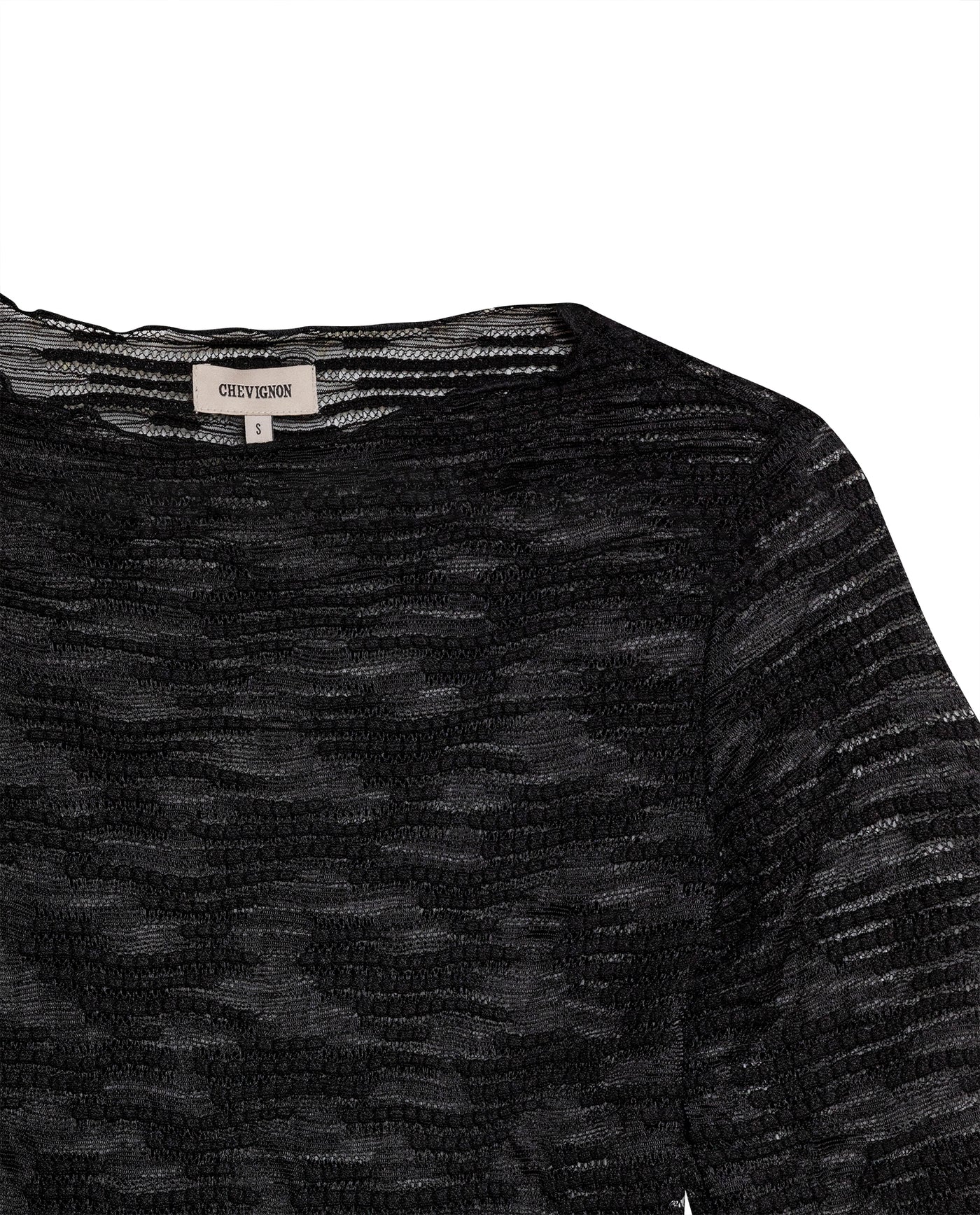 Women's Long Sleeve See-through Top - Black 709G048 - 7