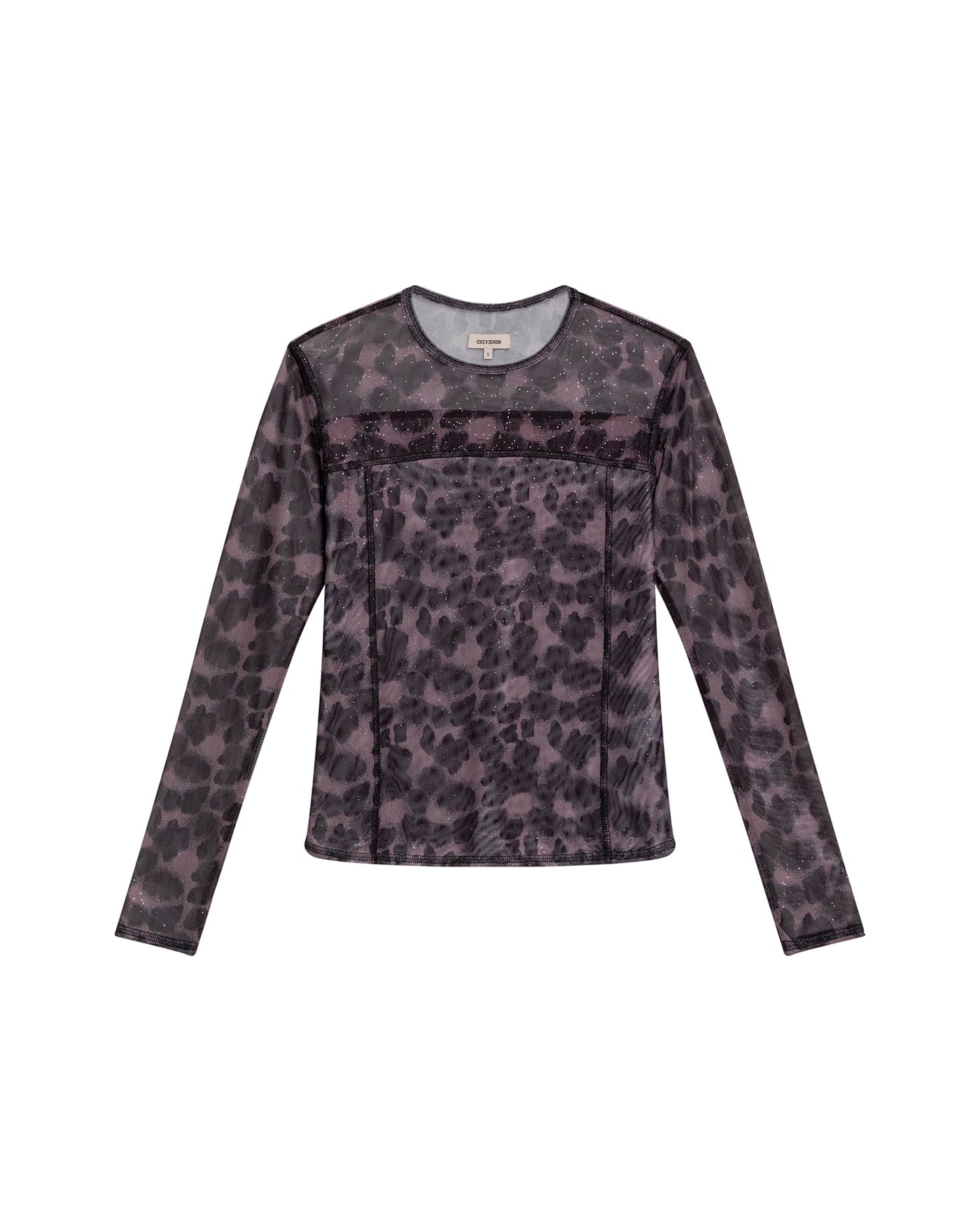 Women's Decorative Seam Long Sleeve Sheer Top Slim Fit in Polyester Stretch Blend, Refined 709G049 - 2