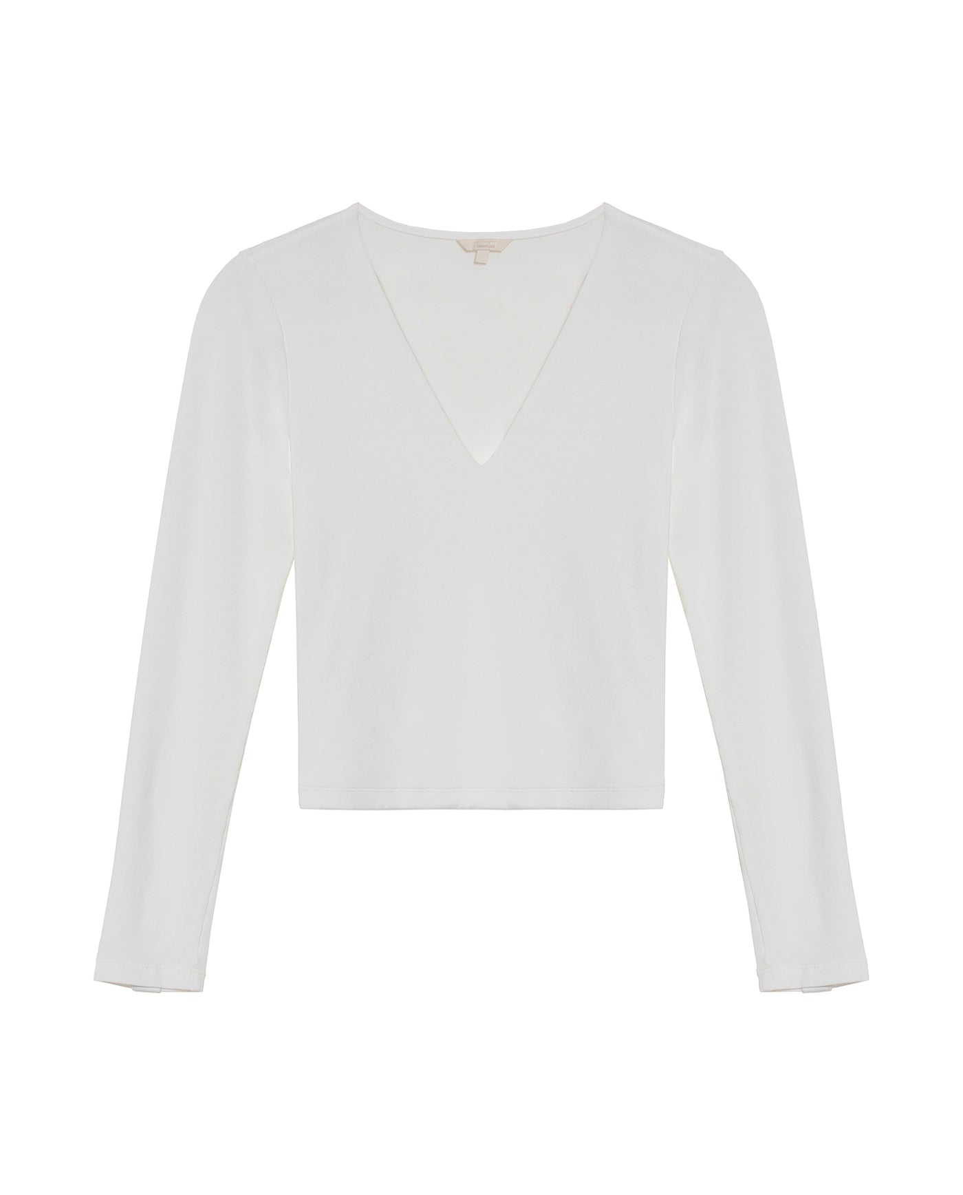 Women's Button Cuff V-Neck Long Sleeve T-shirt in Lyocell-Stretch Fabric 709G051 - 2