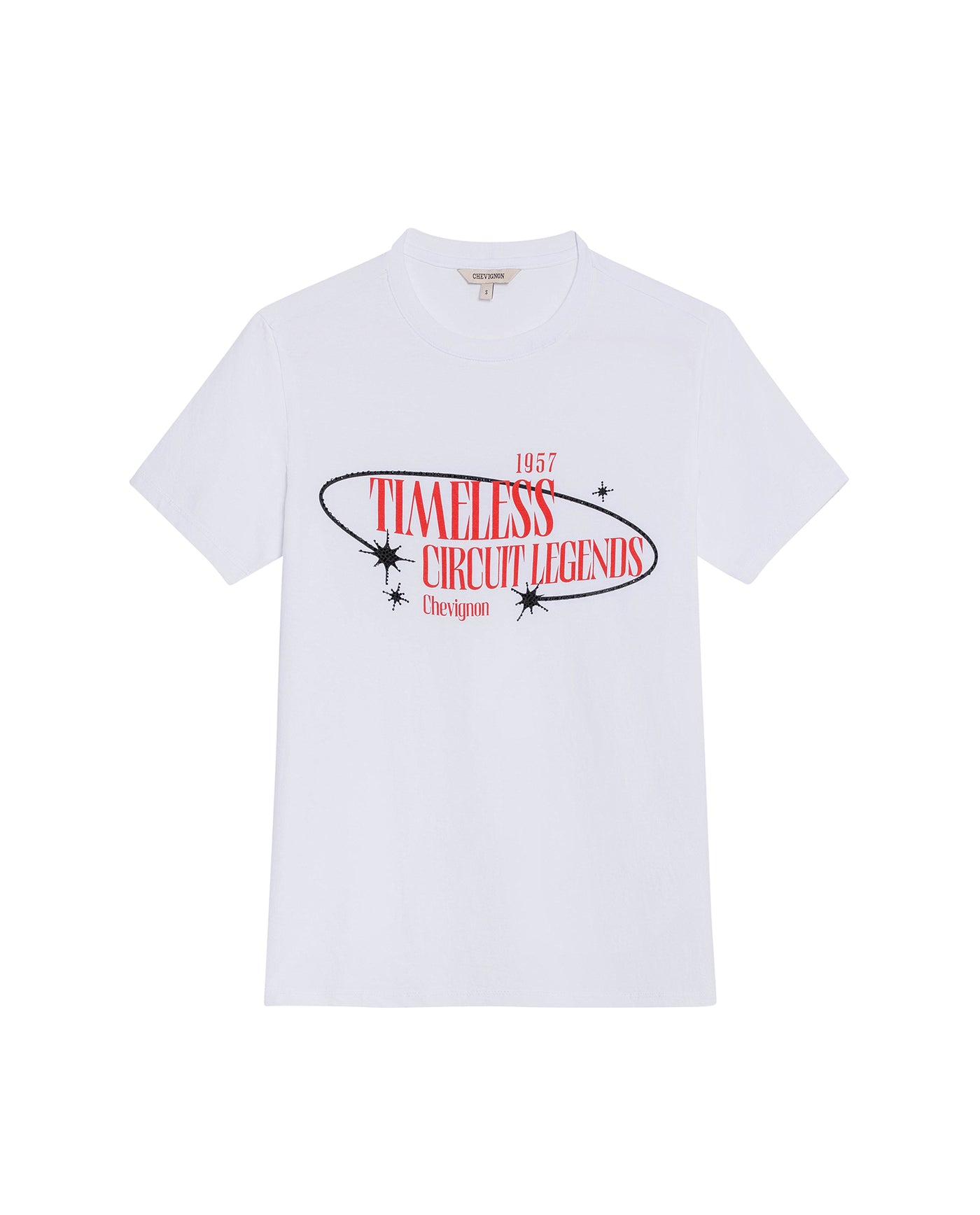 Women's Racing Stone Accent Slim T-shirt in Cotton, Nocturne - 1