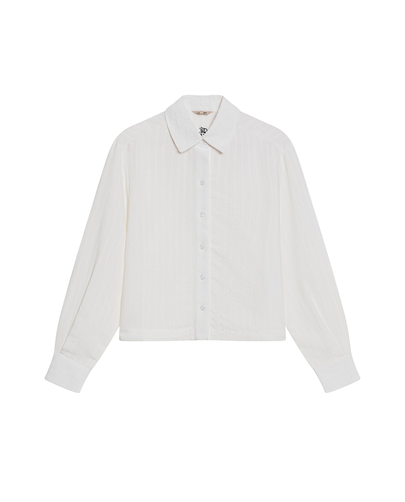 Womens Shirt Straight Silhouette Viscose Blend Jacquard Stripes - White 63_711H003_BLA114202_3