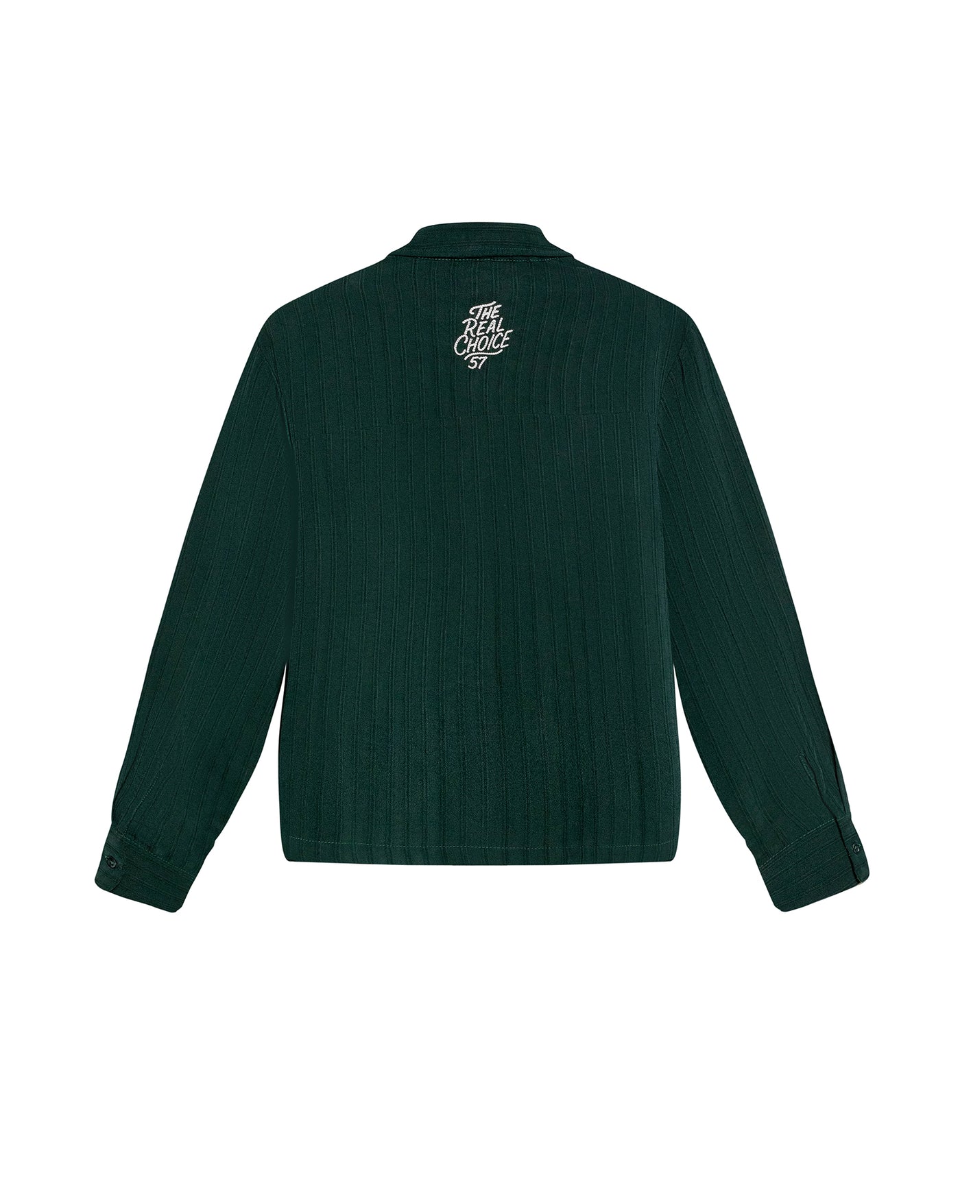 Womens Shirt Straight Silhouette Viscose Blend Jacquard Stripes - Dark Green 63_711H003_VER195406_8