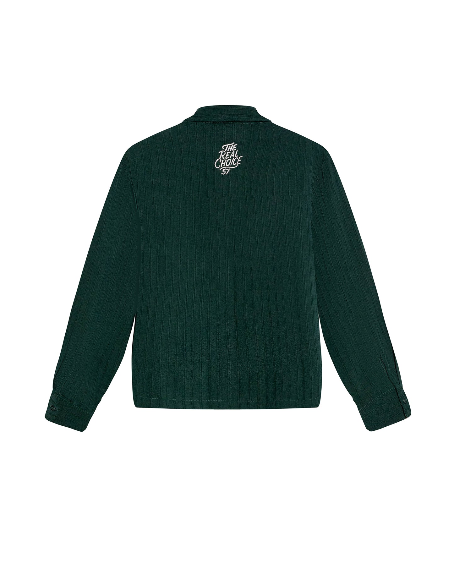 Womens Shirt Straight Silhouette Viscose Blend Jacquard Stripes - Dark Green 63_711H003_VER195406_8