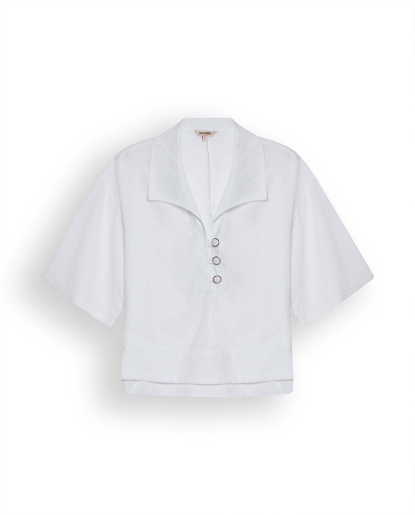 Womens Shirt Wide Oversized Silhouette Lyocell Large Collar - White 63_711H004_BLA110601_3