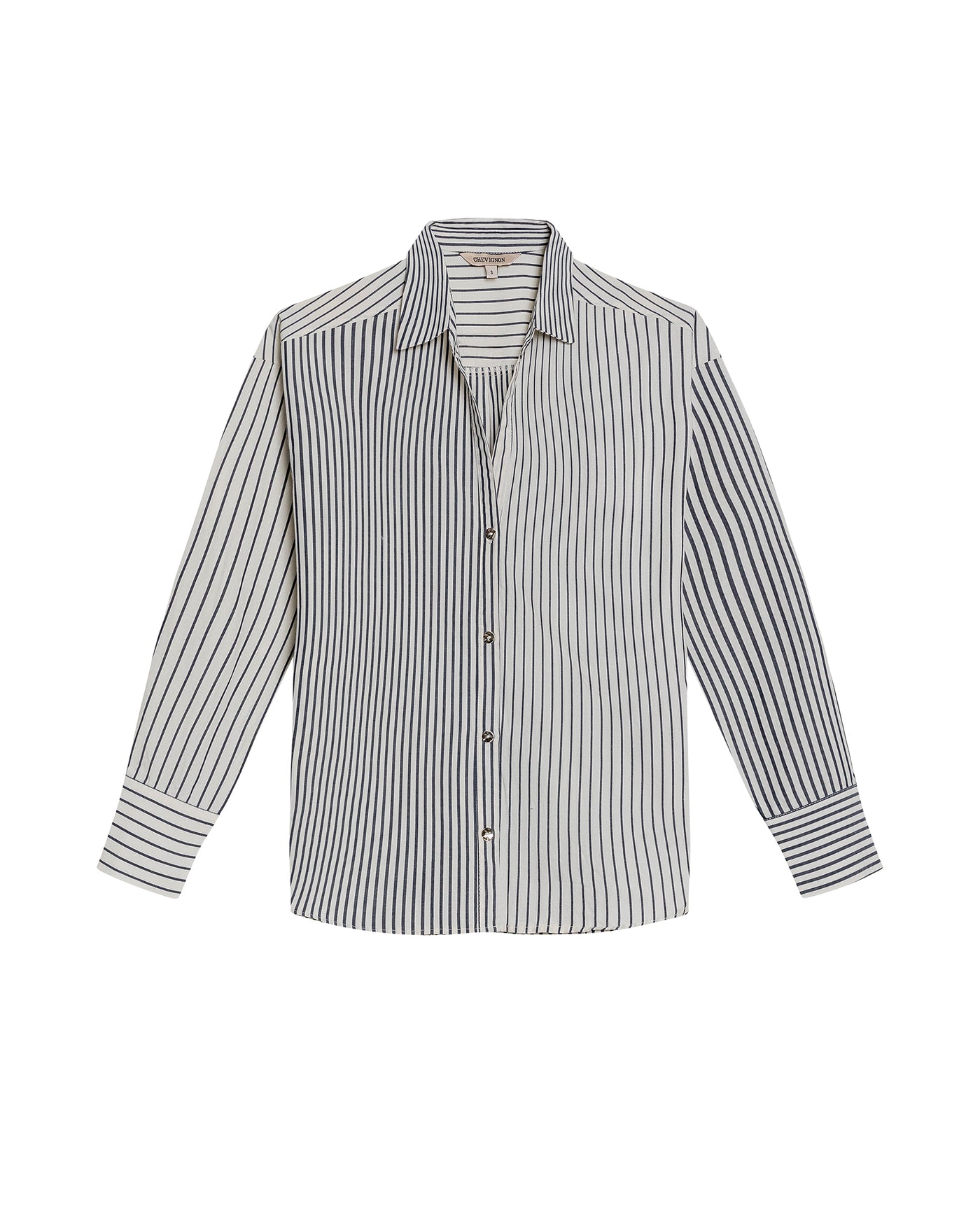 Womens Shirt Striped Wide Silhouette Cotton Classic Stripe Oversized - Blue 63_711H006_AZU193923_3