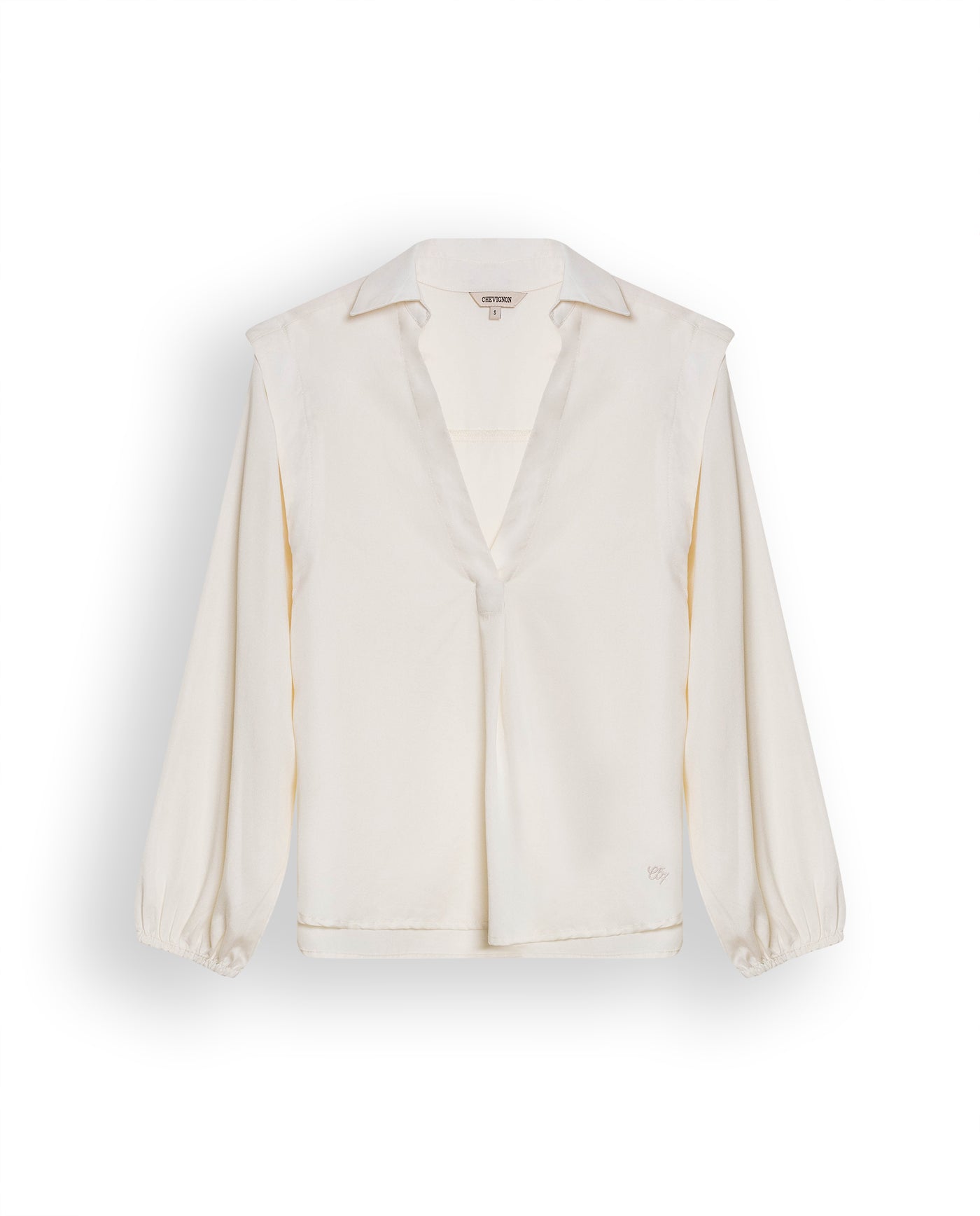 Womens Blouse Semi-Straight Silhouette Lyocell Double Garment Simulation - Raw 63_711H008_CRU114201_3