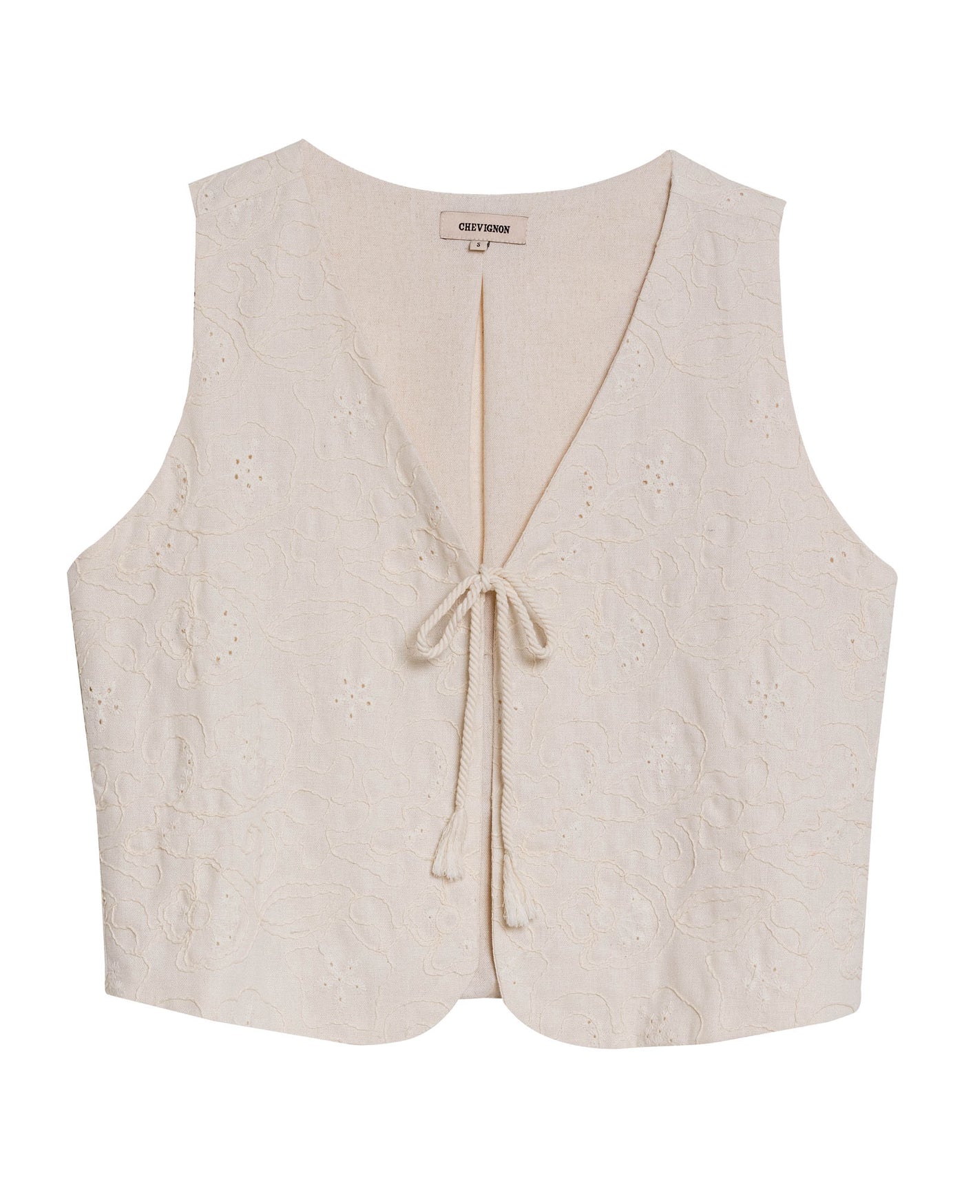 Womens Blouse Straight Silhouette Rayon Blend Linen Continuous Flower Embroidery - Raw 63_711H010_CRU125202_3