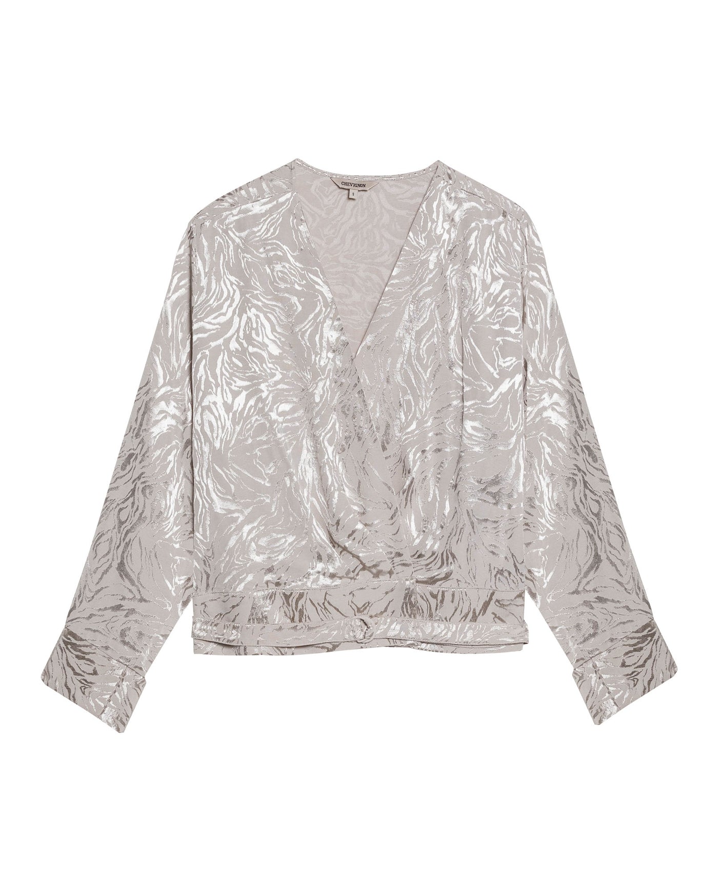 Womens Blouse Semi-Wide Silhouette Viscose–Rayon Jacquard Sheen - Beige 63_711H015_BEI140002_3