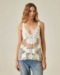 Women's Blouse Strap V-Neck Acrylic Continuous Embroidery - Raw